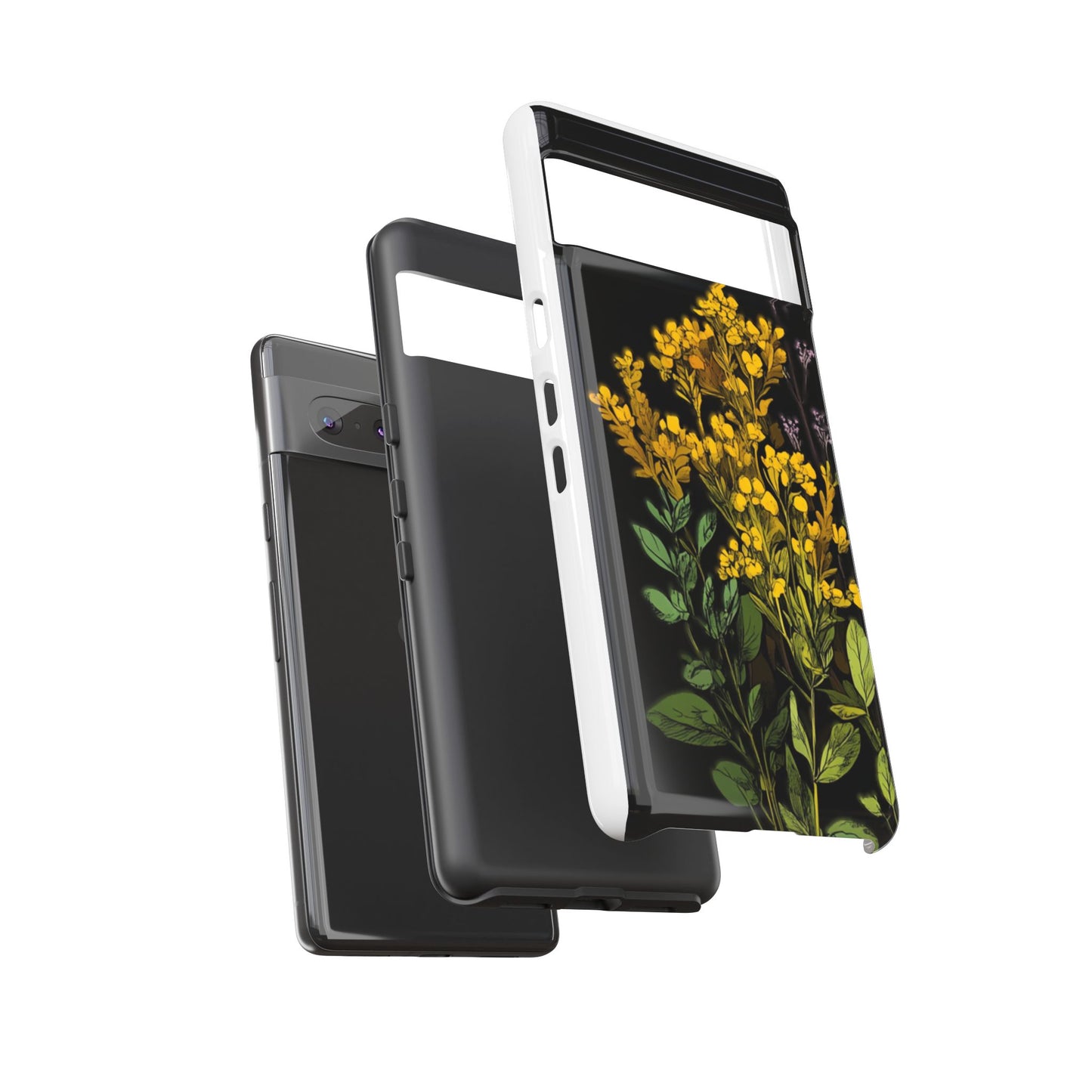 Floral Tough Phone Case - Elegant Yellow Botanical Design