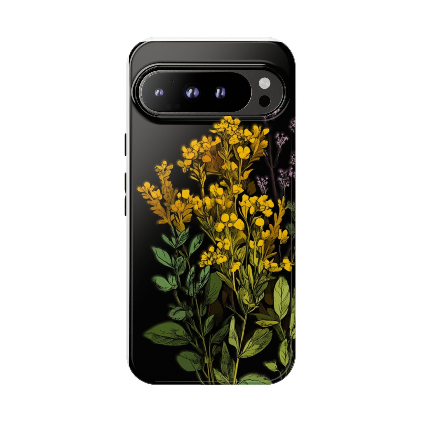 Floral Tough Phone Case - Elegant Yellow Botanical Design