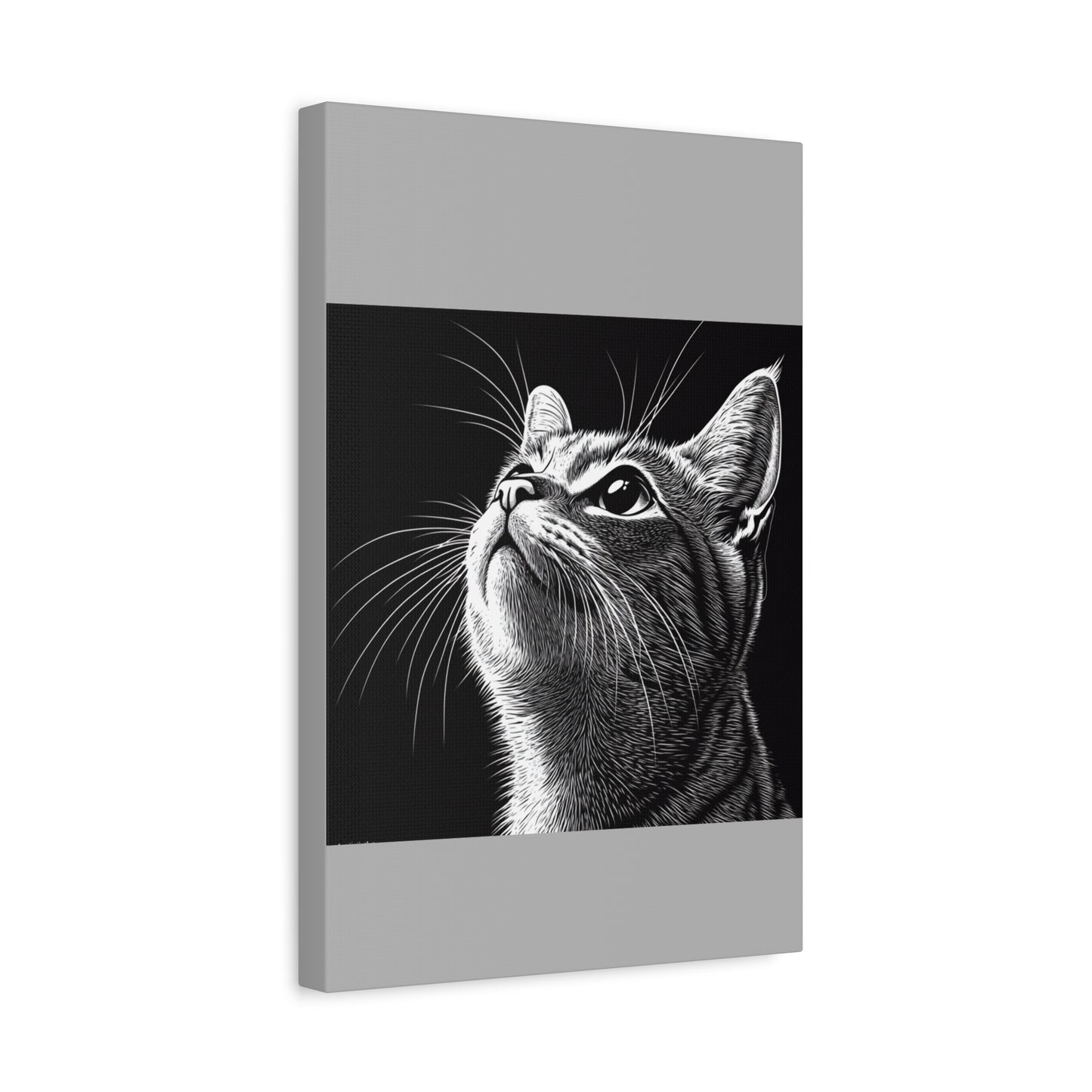 Portrait Cat Canvas Wall Art - Black and White Stretched Print