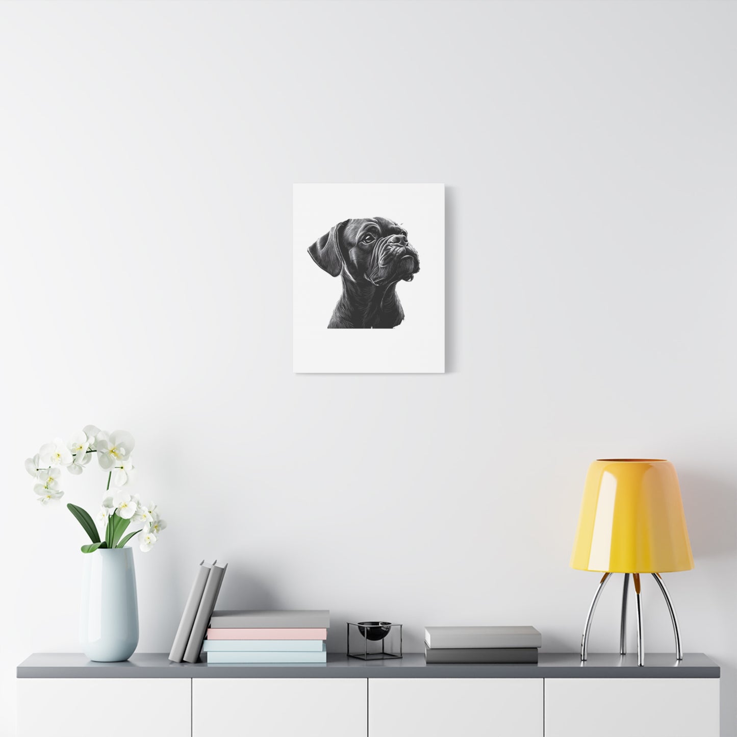 Canvas Wall Art - Black Boxer Dog Portrait - Pet Lover Home Decor