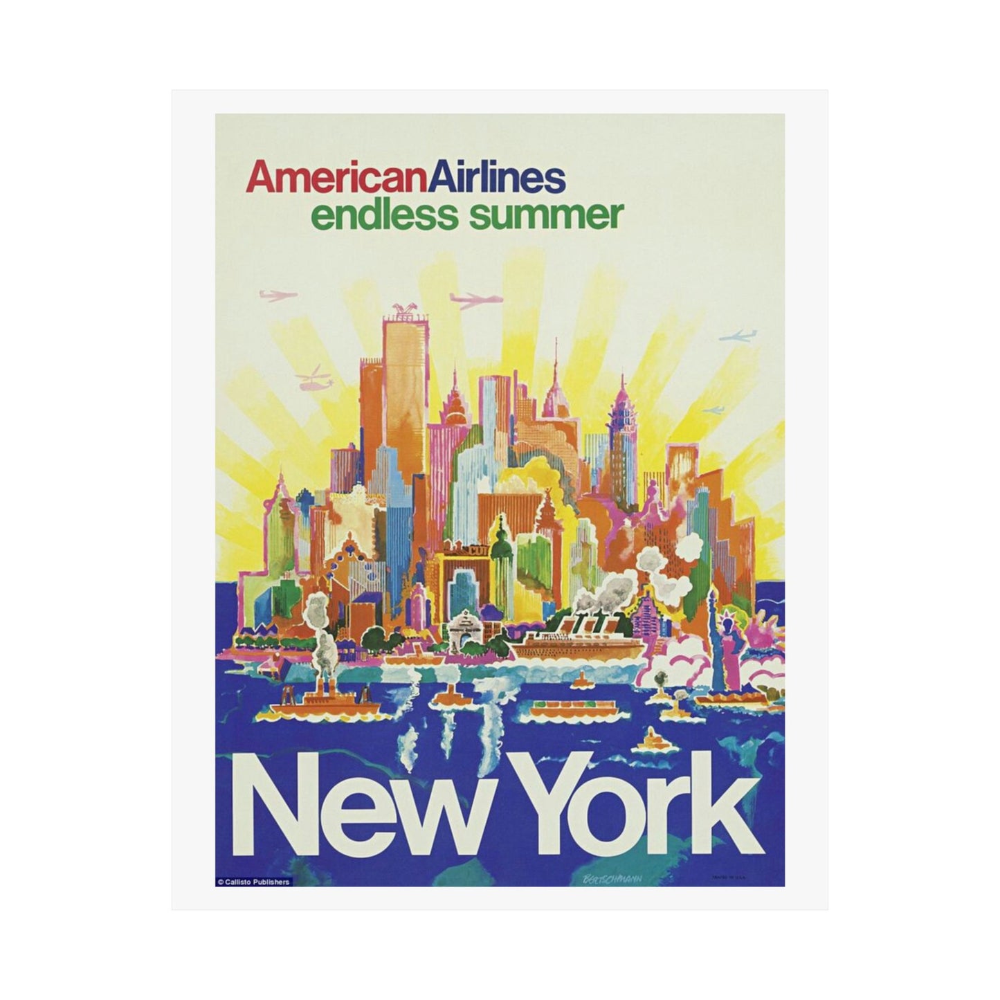 Vintage New York City Travel Poster - Endless Summer Wall Art