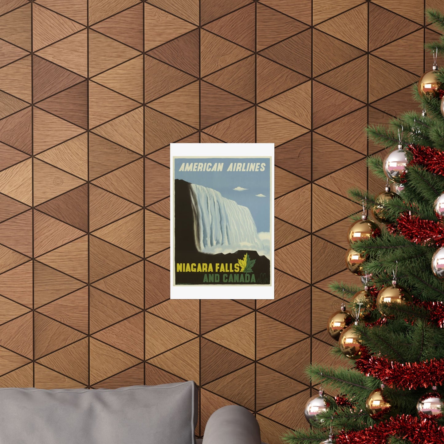 Vintage Niagara Falls Matte Poster - American Airlines Travel Art