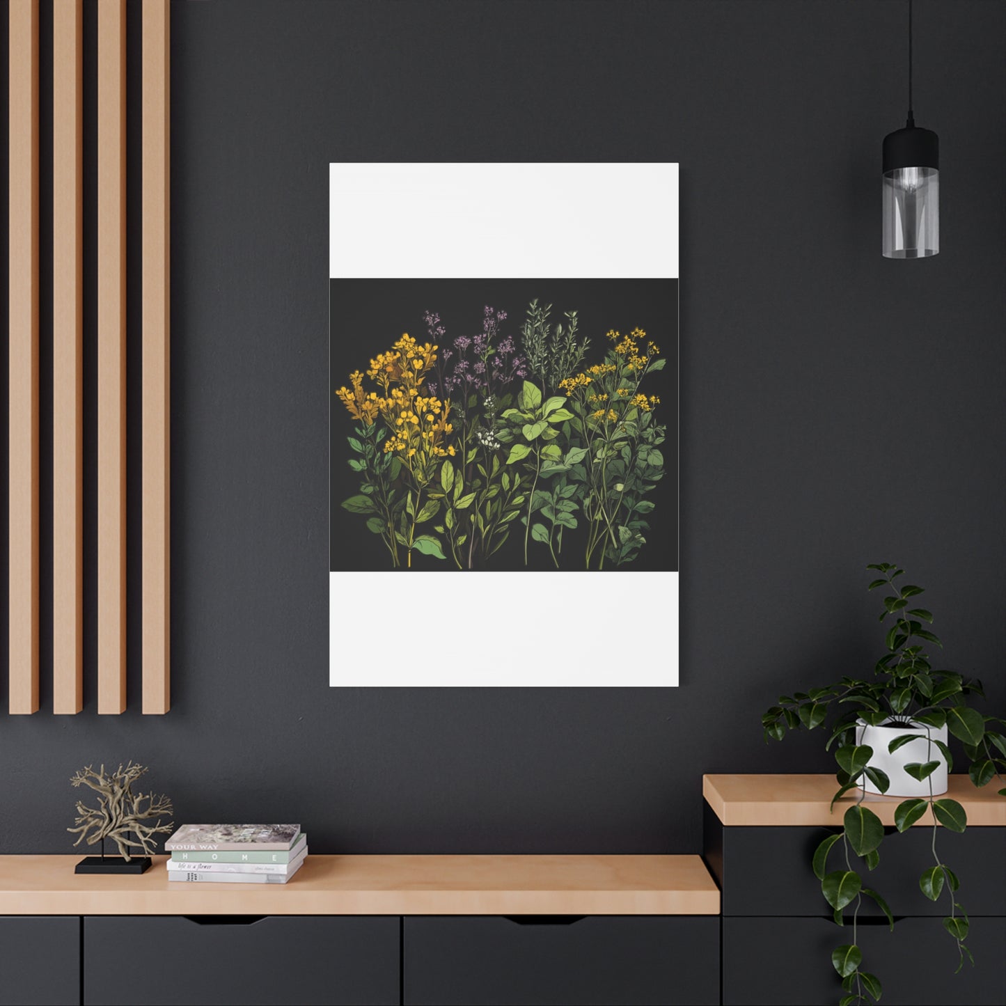 Botanical Wall Art - Matte Canvas Print of Colorful Herbs and Flowers
