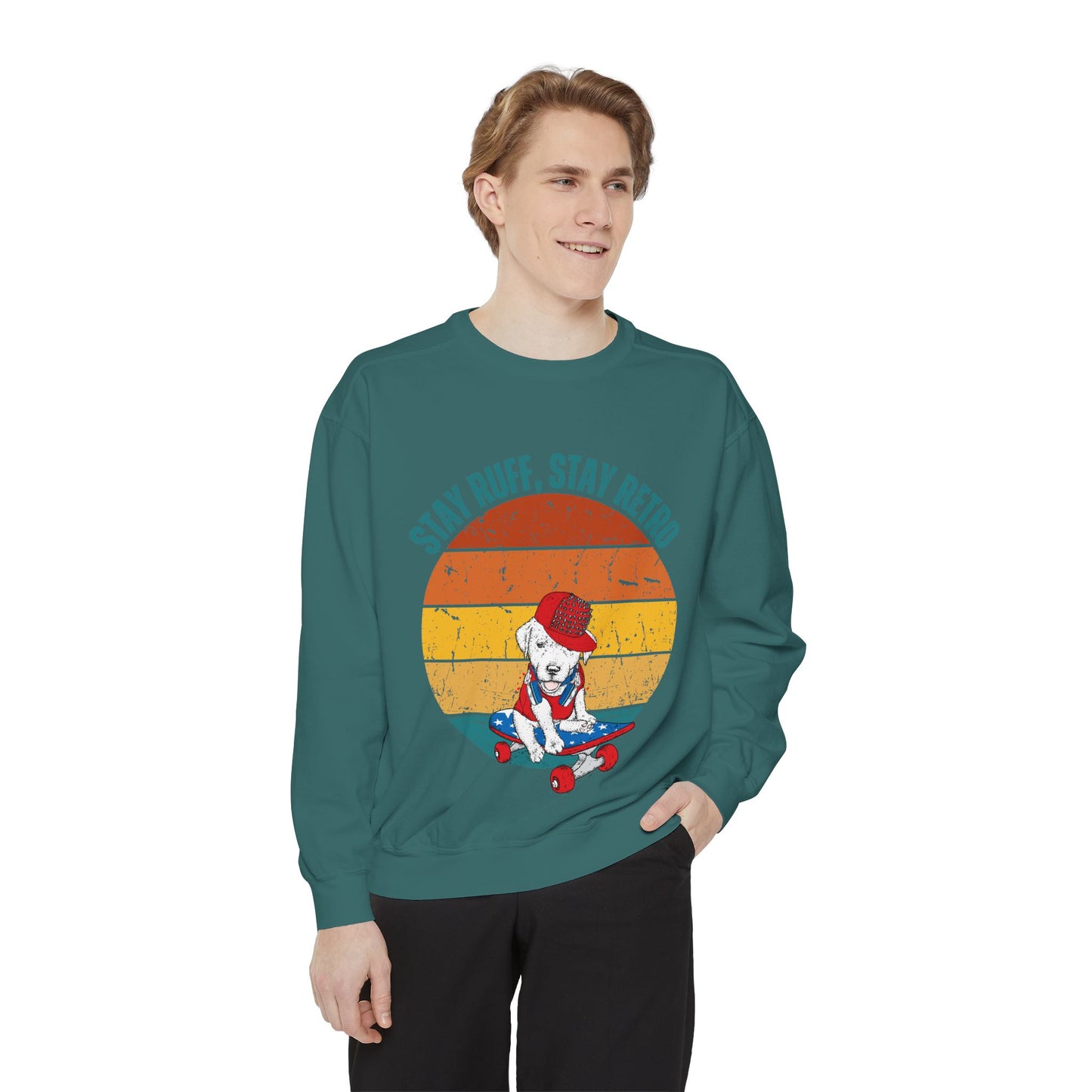 Stay Ruff, Stay Retro Unisex Garment-Dyed Sweatshirt