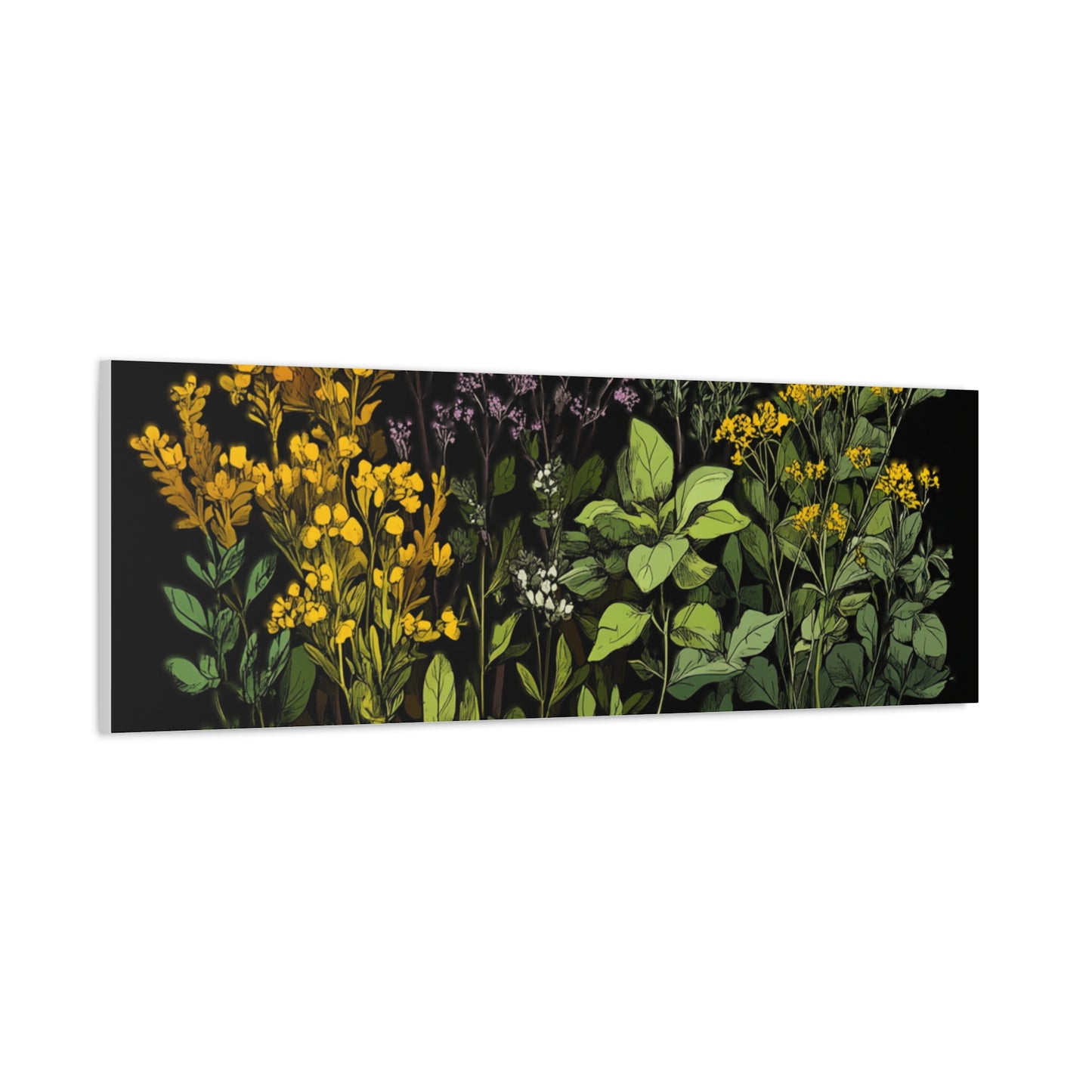Botanical Wall Art - Matte Canvas Print of Colorful Herbs and Flowers
