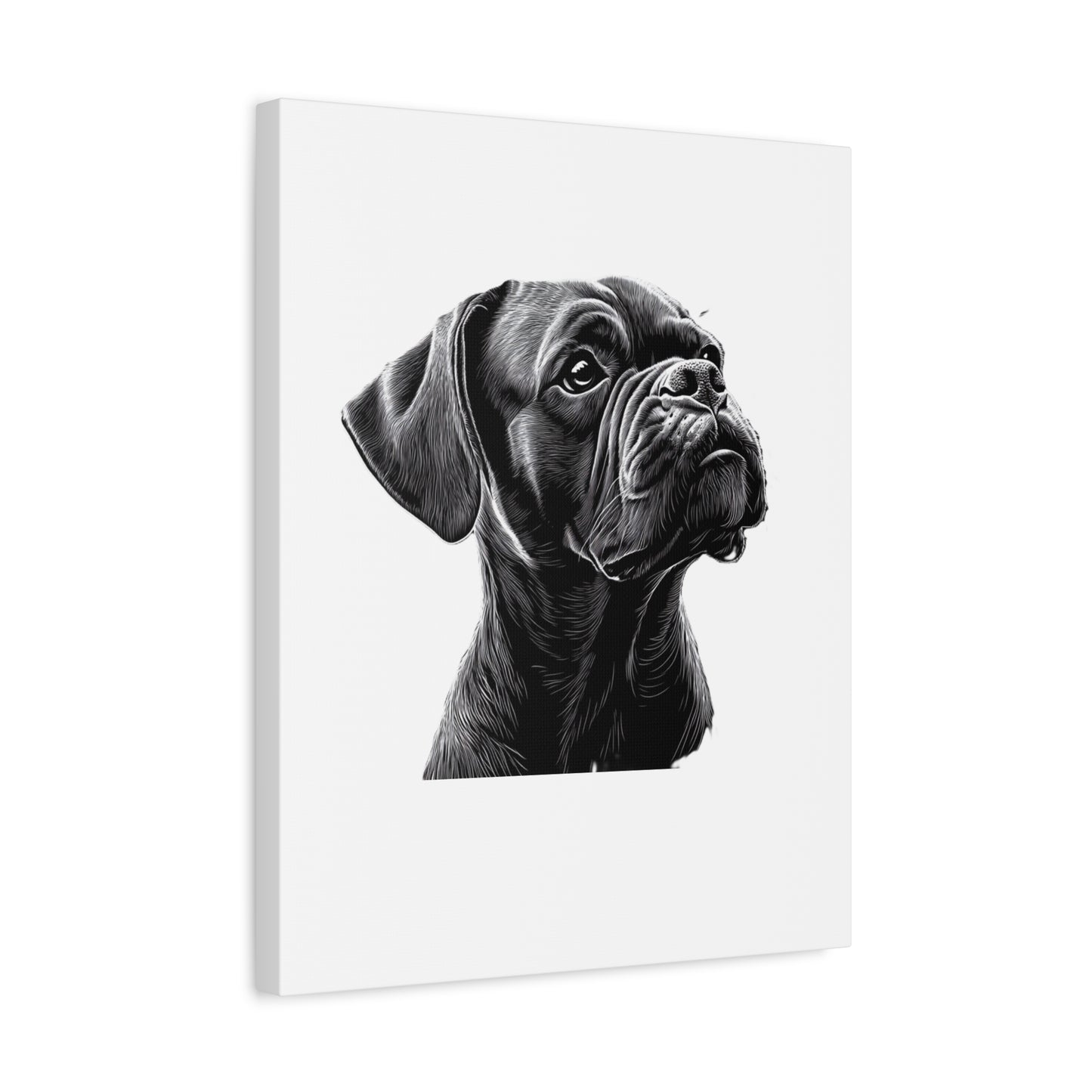 Canvas Wall Art - Black Boxer Dog Portrait - Pet Lover Home Decor