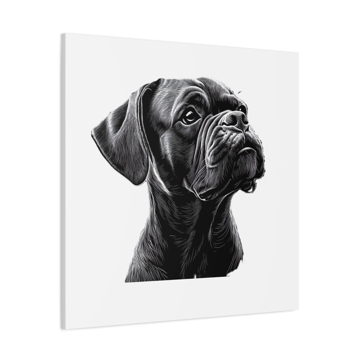 Canvas Wall Art - Black Boxer Dog Portrait - Pet Lover Home Decor