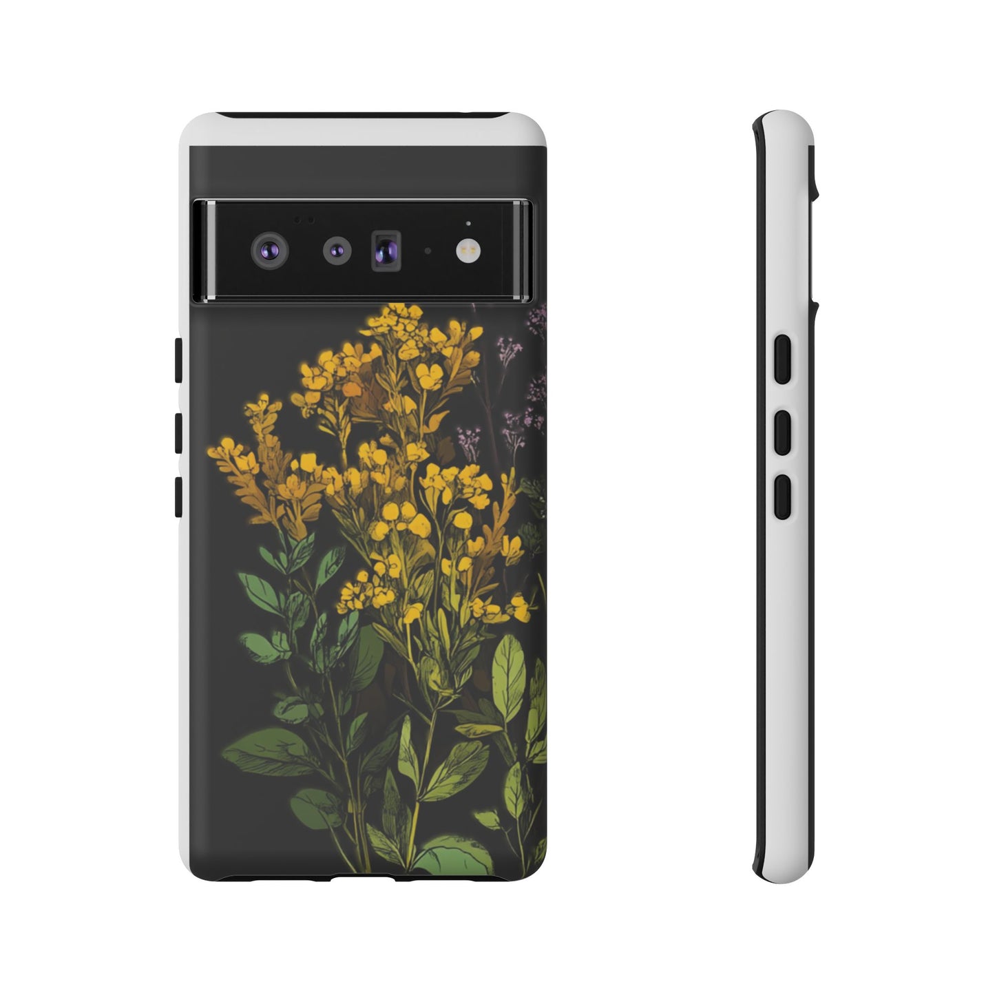 Floral Tough Phone Case - Elegant Yellow Botanical Design