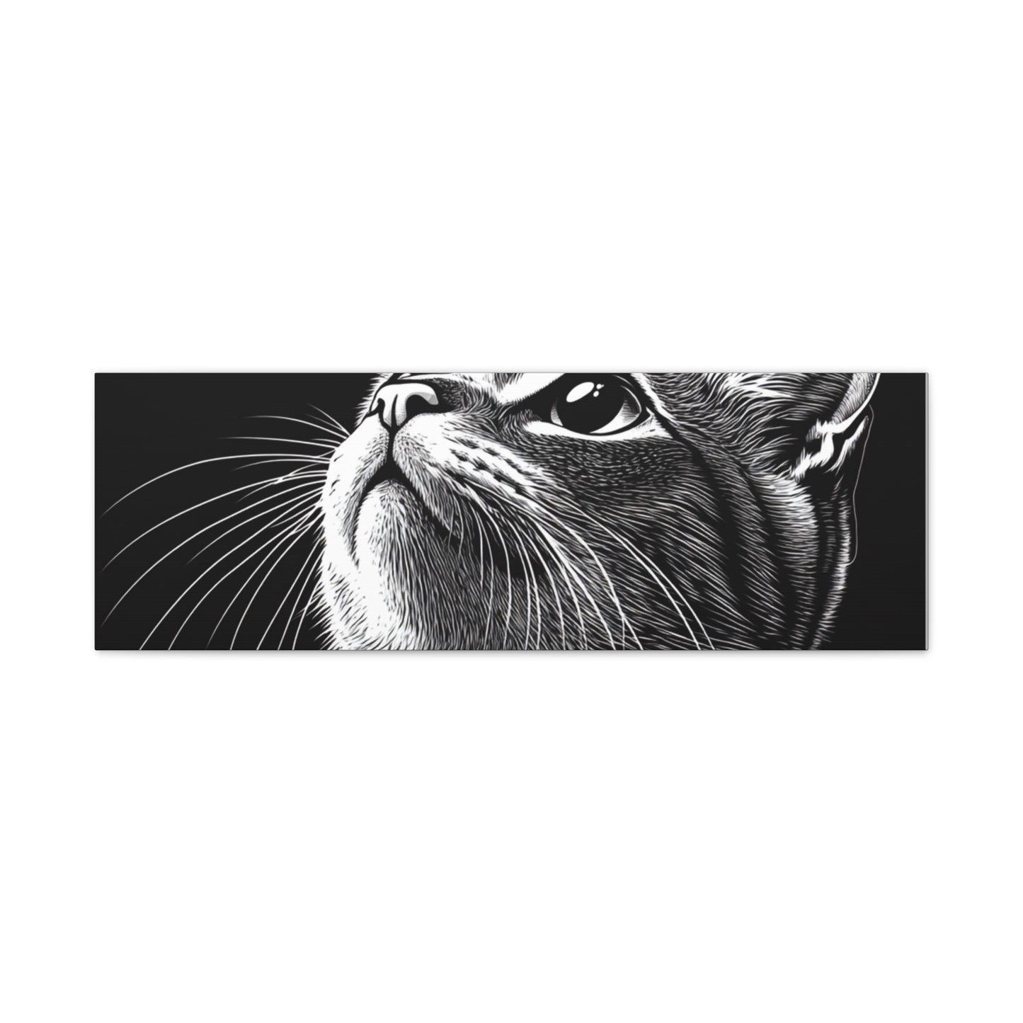 Portrait Cat Canvas Wall Art - Black and White Stretched Print
