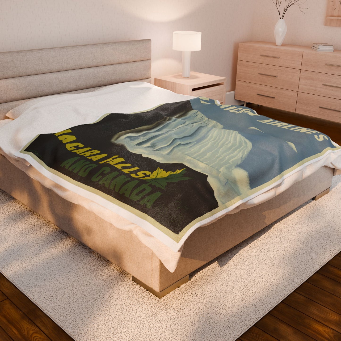 Niagara Falls Vintage Velveteen Plush Blanket - Cozy Throw for Travel Lovers