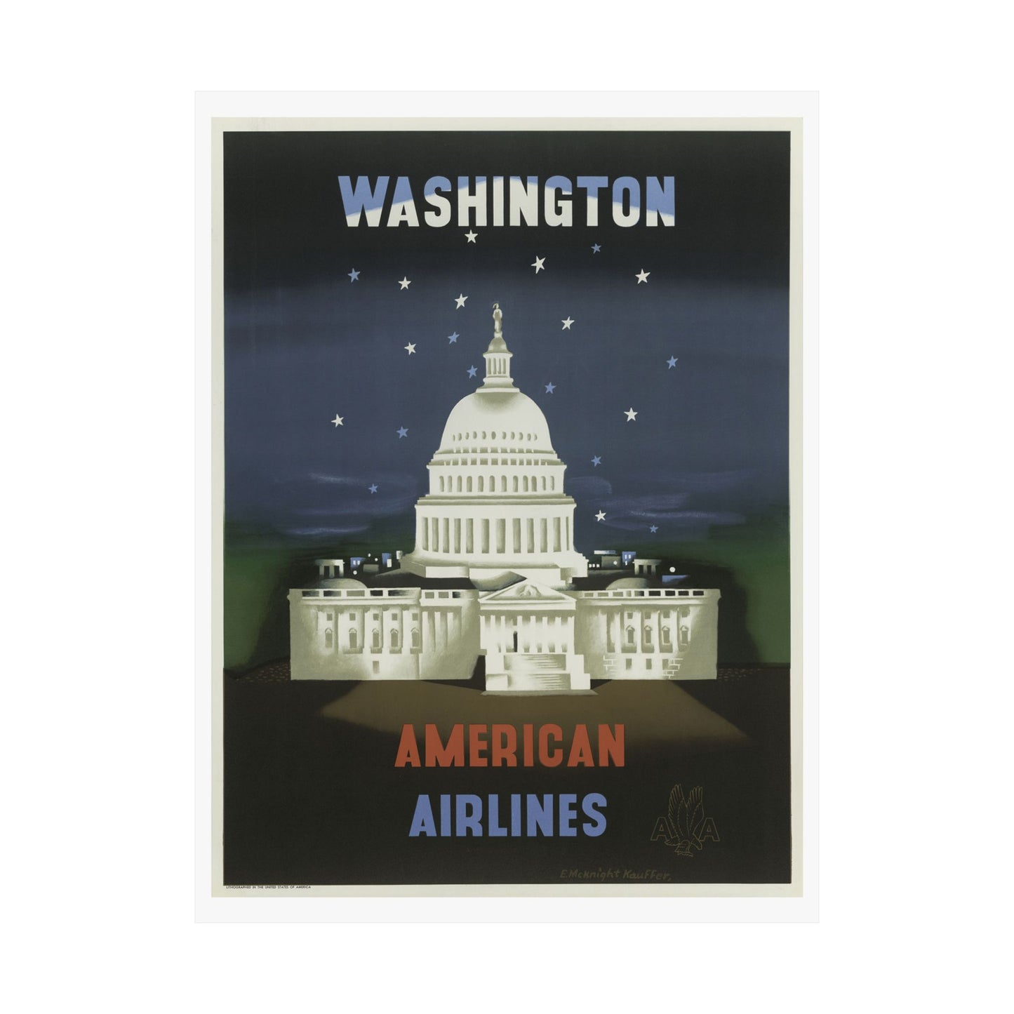 Vintage Washington D.C. Travel Poster - Matte Vertical Print