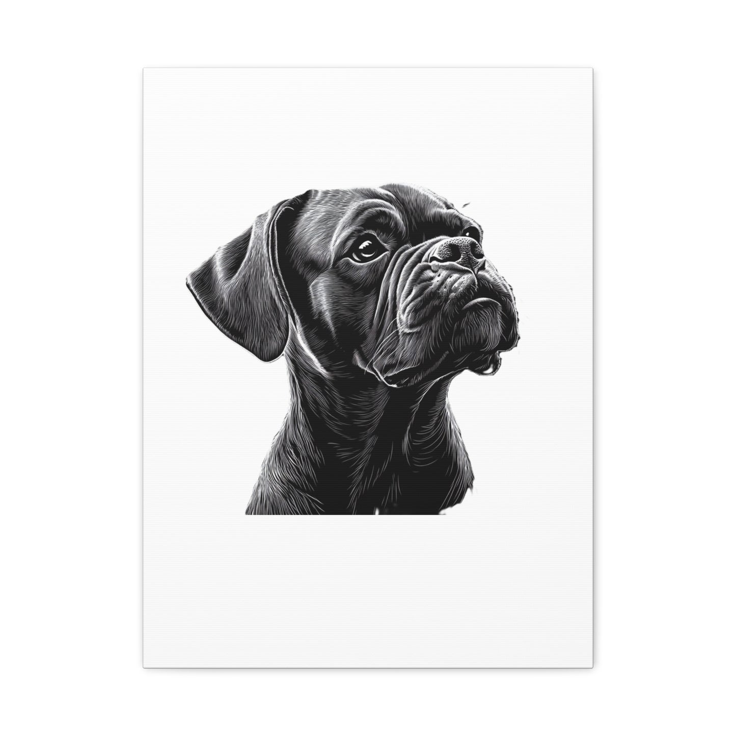 Canvas Wall Art - Black Boxer Dog Portrait - Pet Lover Home Decor