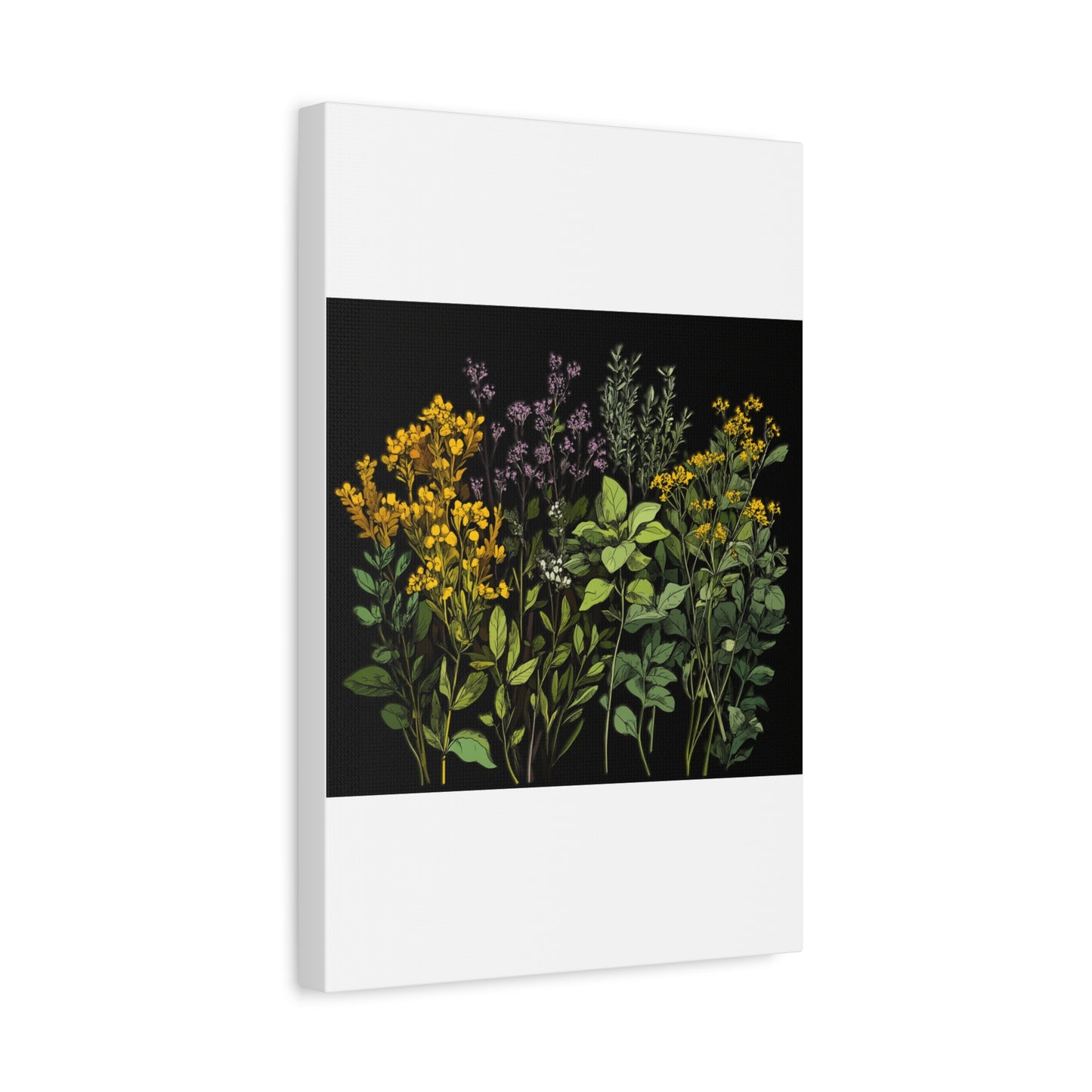 Botanical Wall Art - Matte Canvas Print of Colorful Herbs and Flowers