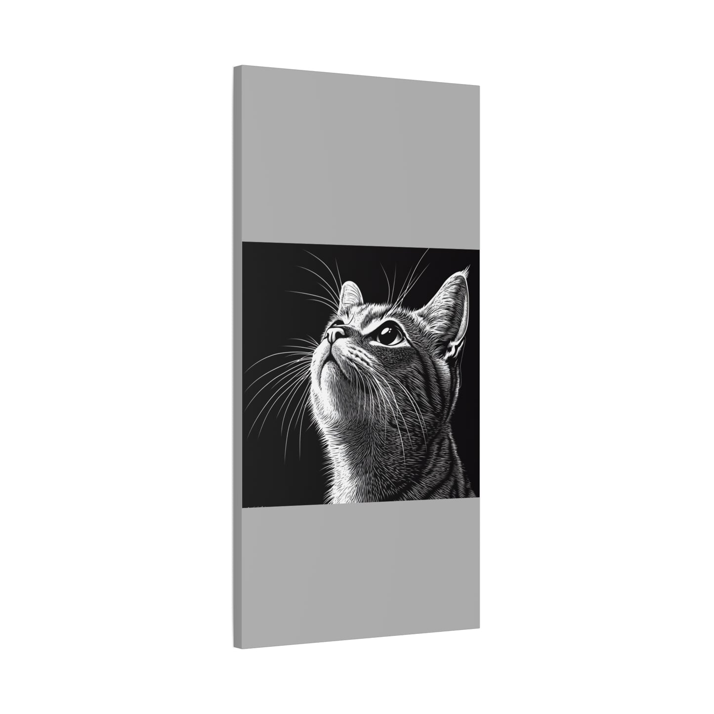 Portrait Cat Canvas Wall Art - Black and White Stretched Print