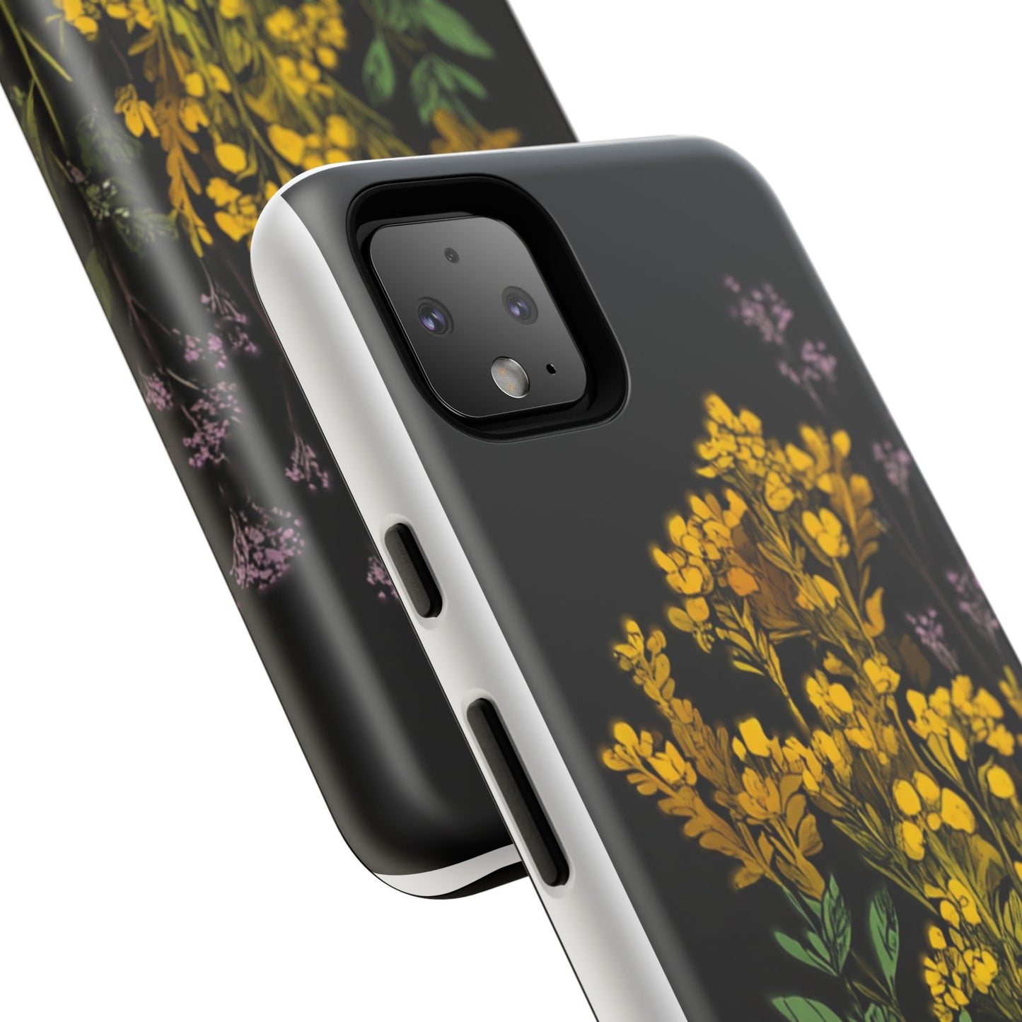 Floral Tough Phone Case - Elegant Yellow Botanical Design