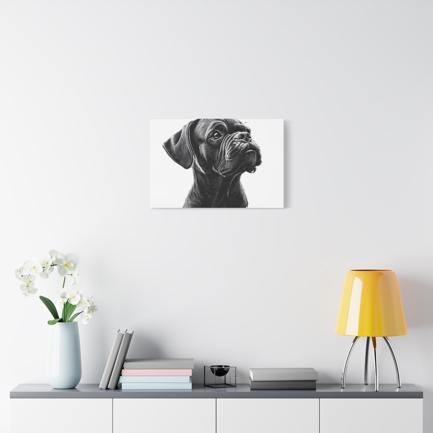 Canvas Wall Art - Black Boxer Dog Portrait - Pet Lover Home Decor