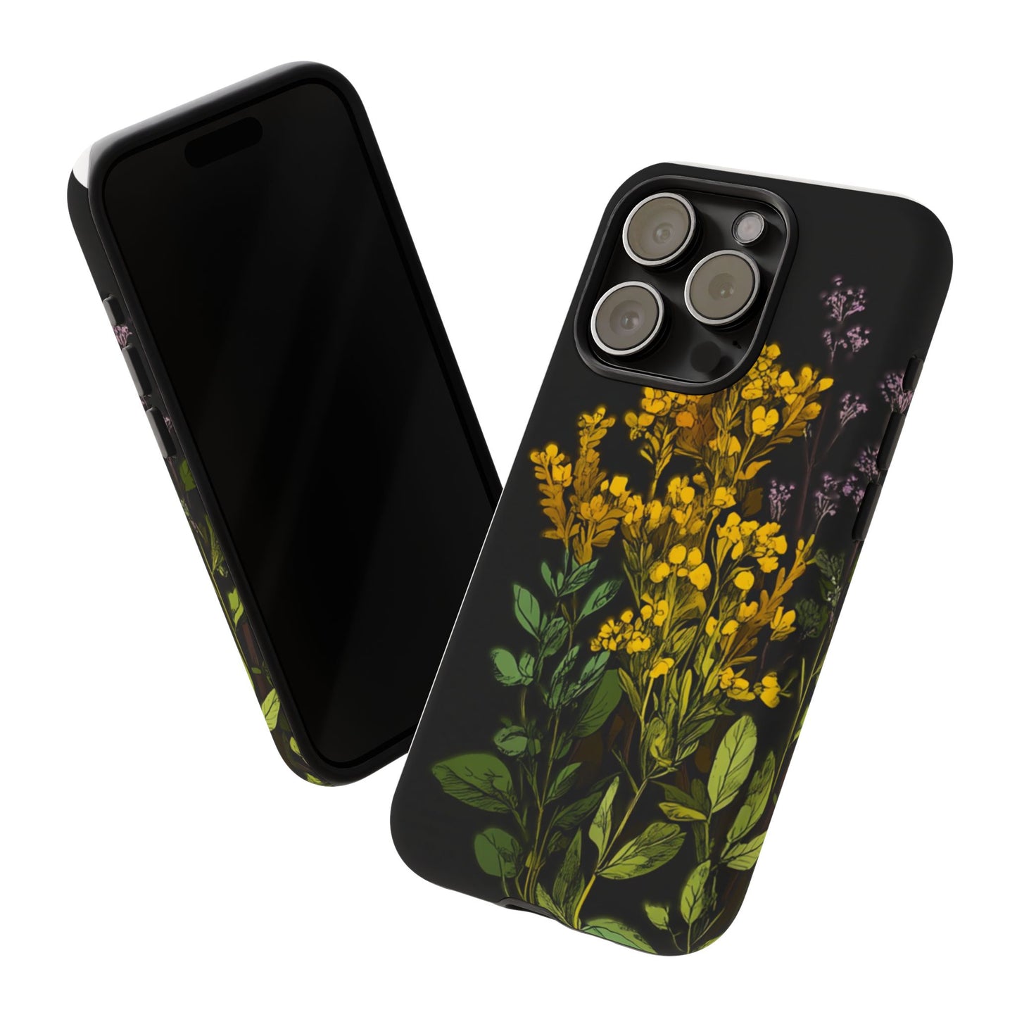 Floral Tough Phone Case - Elegant Yellow Botanical Design
