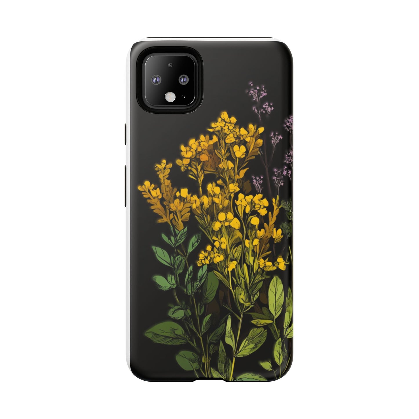 Floral Tough Phone Case - Elegant Yellow Botanical Design