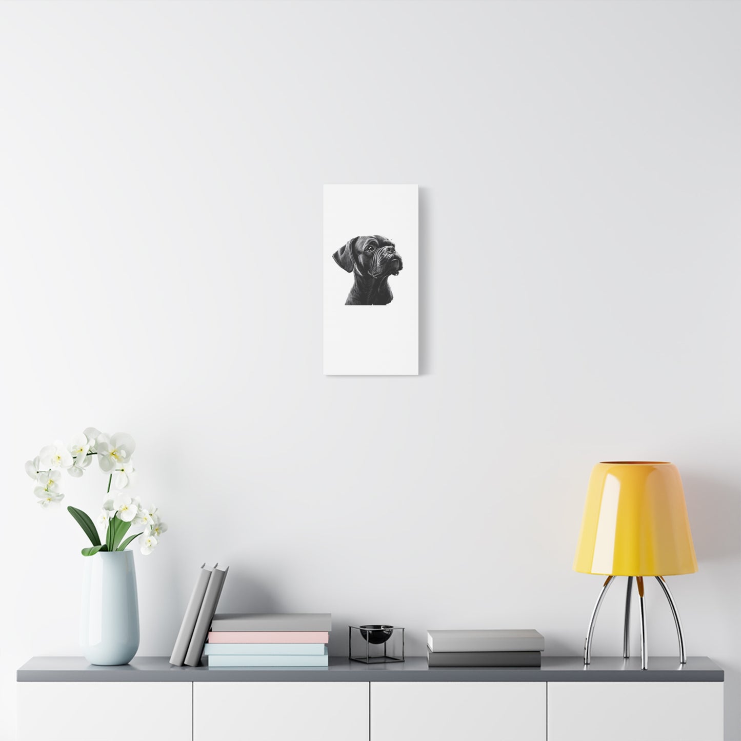 Canvas Wall Art - Black Boxer Dog Portrait - Pet Lover Home Decor
