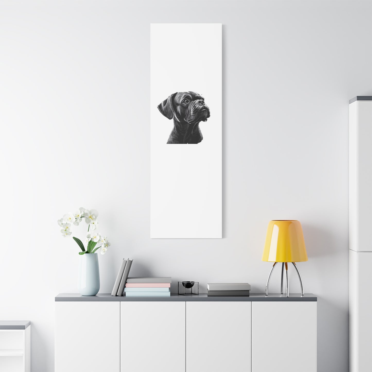 Canvas Wall Art - Black Boxer Dog Portrait - Pet Lover Home Decor