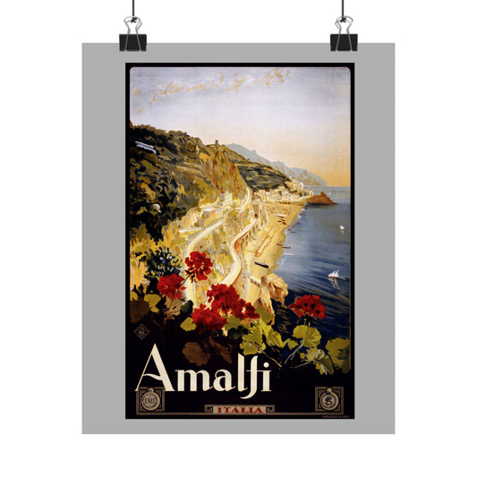 Amalfi Vintage Matte Vertical Poster - Coastal Italian Art Wall Decor