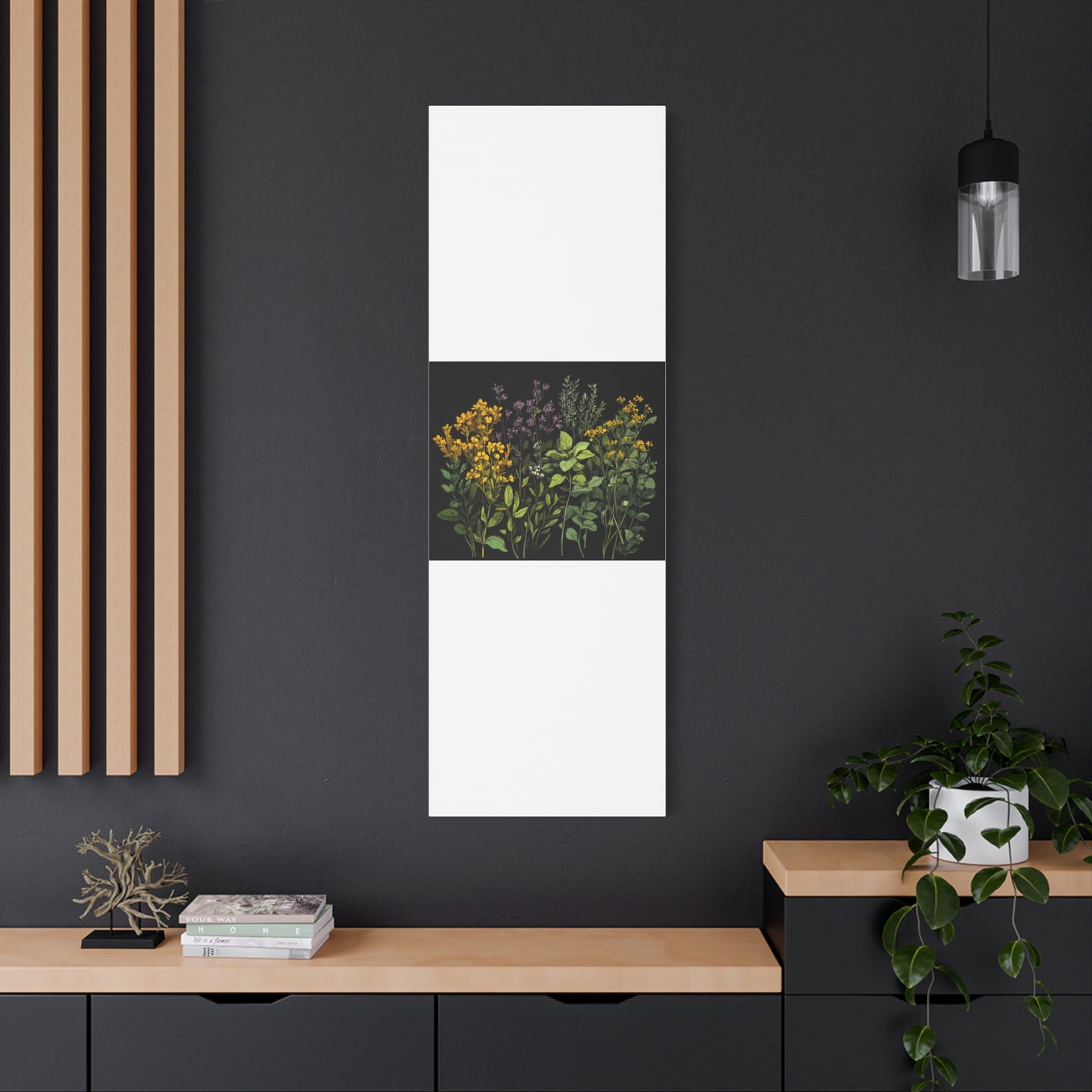 Botanical Wall Art - Matte Canvas Print of Colorful Herbs and Flowers