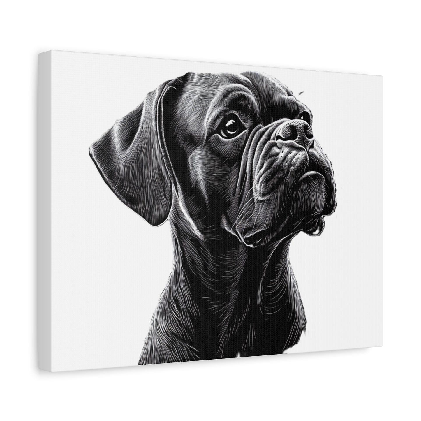 Canvas Wall Art - Black Boxer Dog Portrait - Pet Lover Home Decor