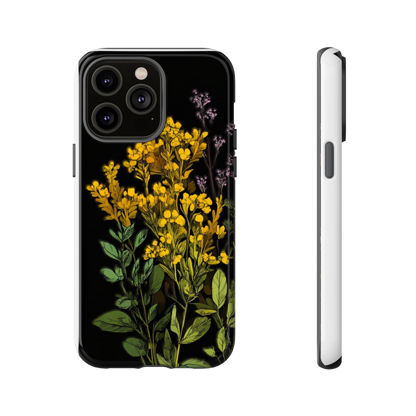 Floral Tough Phone Case - Elegant Yellow Botanical Design