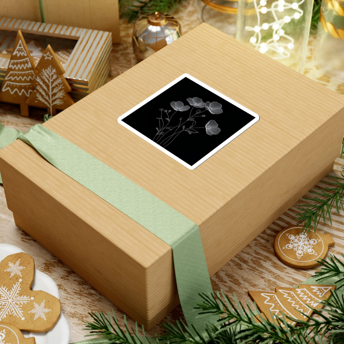 Floral Decor Kiss-Cut Stickers - Black White Floral Decals