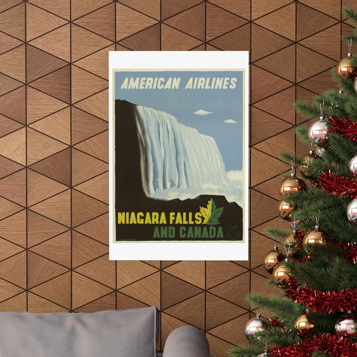 Vintage Niagara Falls Matte Poster - American Airlines Travel Art