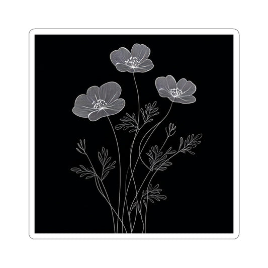 Floral Decor Kiss-Cut Stickers - Chic B&W Floral Decor Set