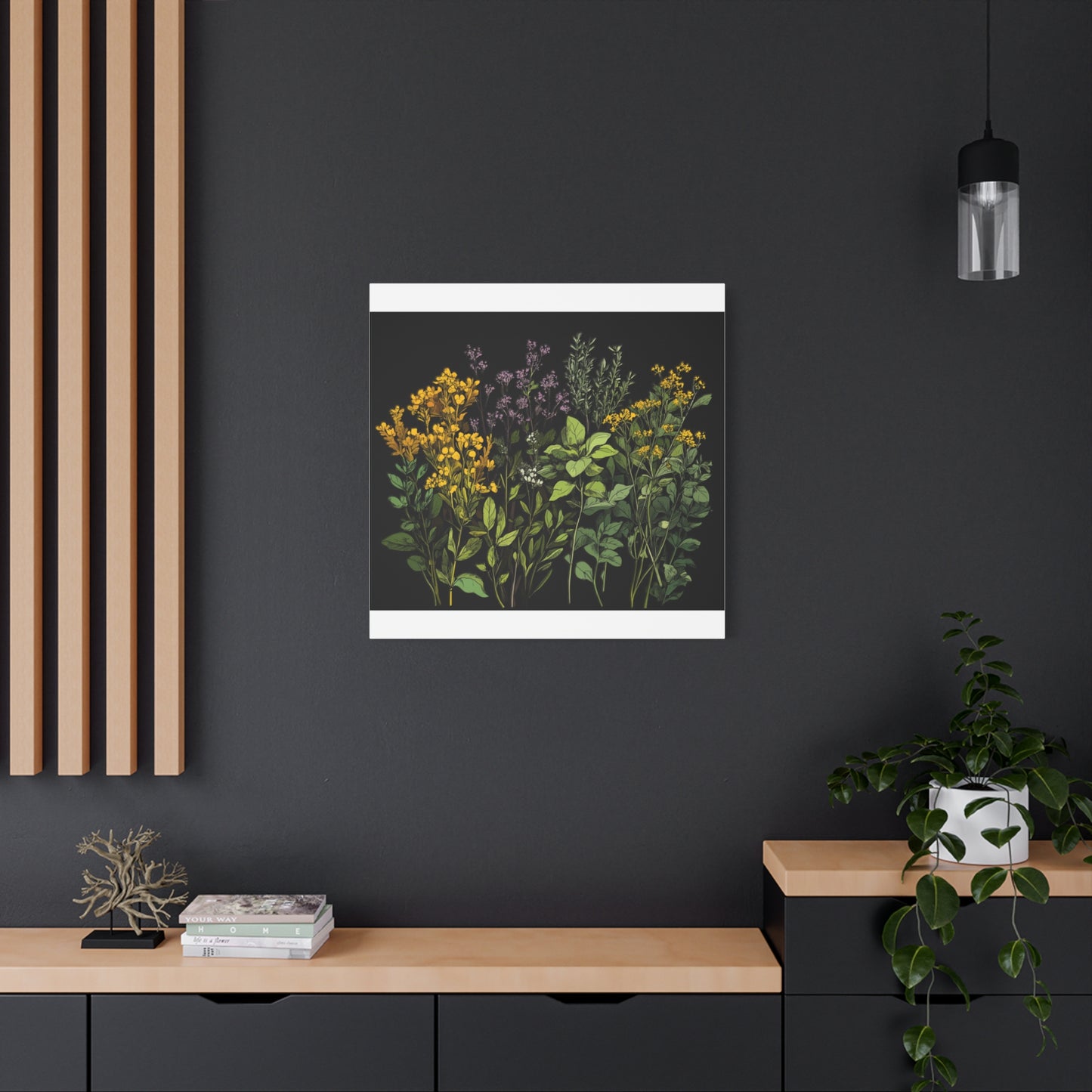 Botanical Wall Art - Matte Canvas Print of Colorful Herbs and Flowers
