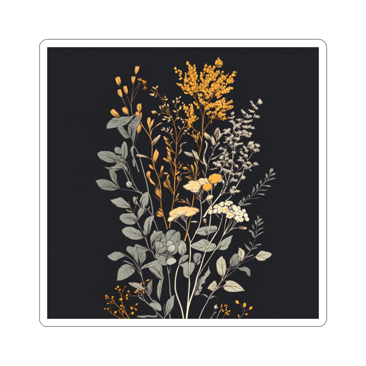 Floral Decor Kiss-Cut Stickers - Gold Foil Floral Art Decals