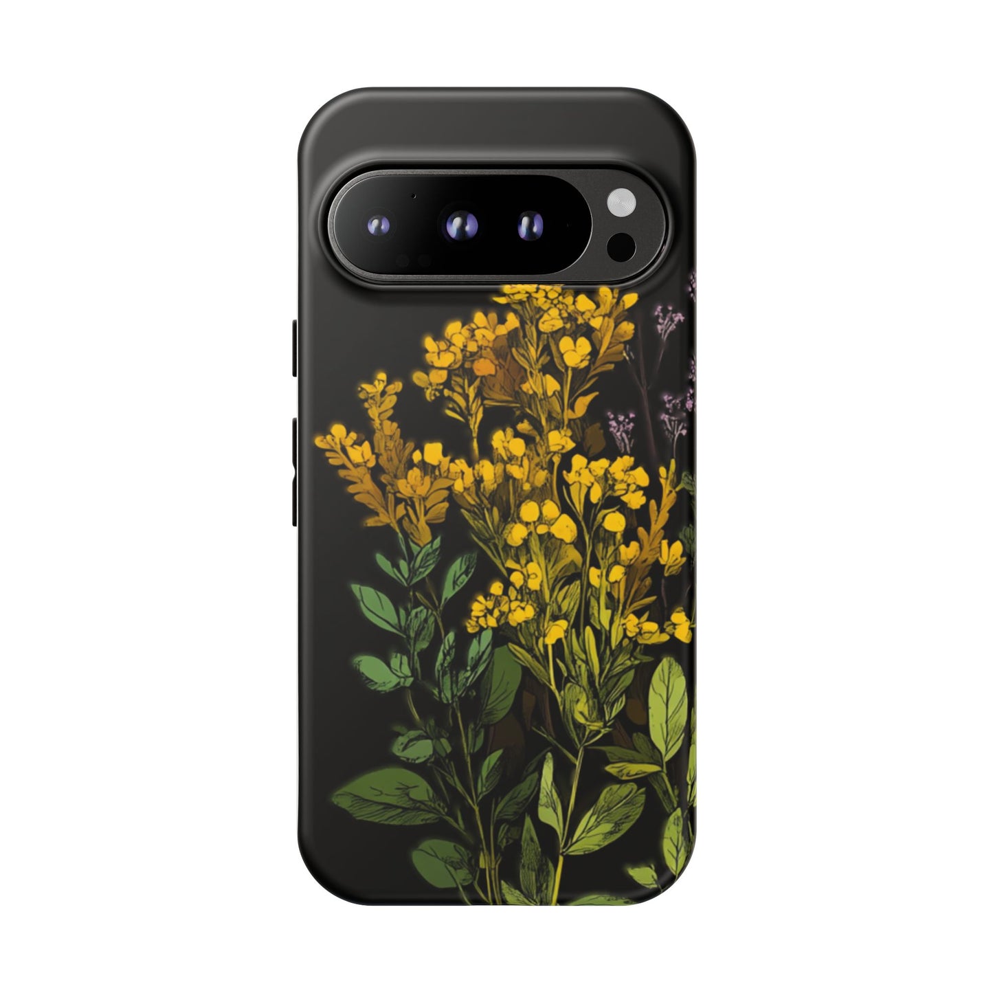 Floral Tough Phone Case - Elegant Yellow Botanical Design