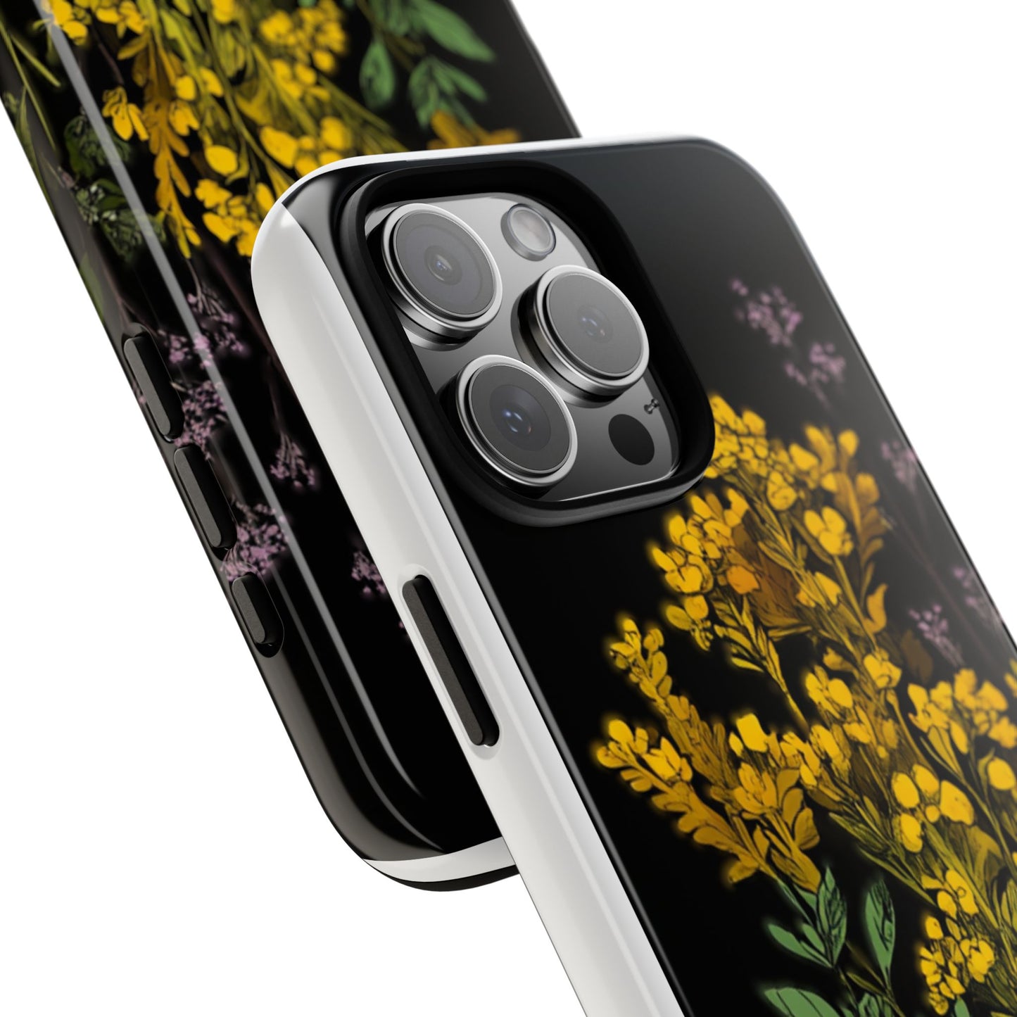 Floral Tough Phone Case - Elegant Yellow Botanical Design