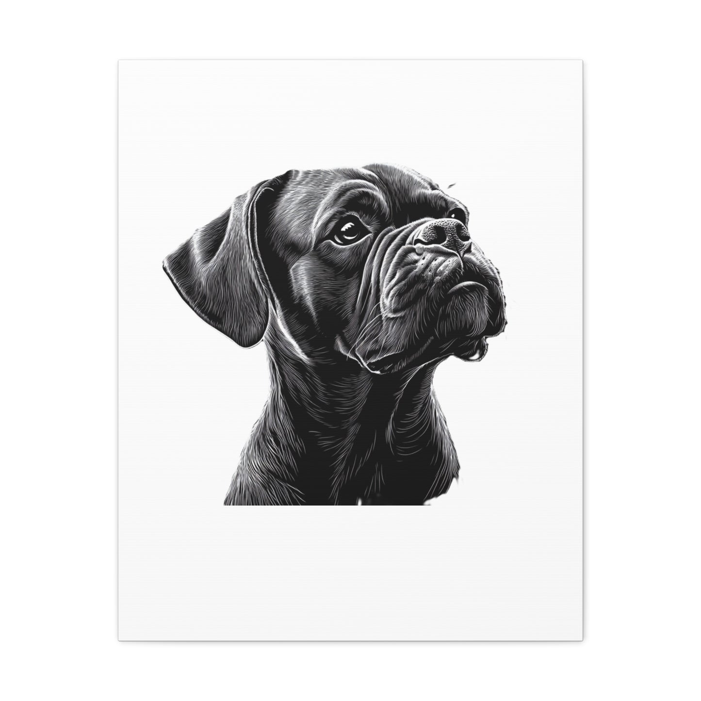 Canvas Wall Art - Black Boxer Dog Portrait - Pet Lover Home Decor