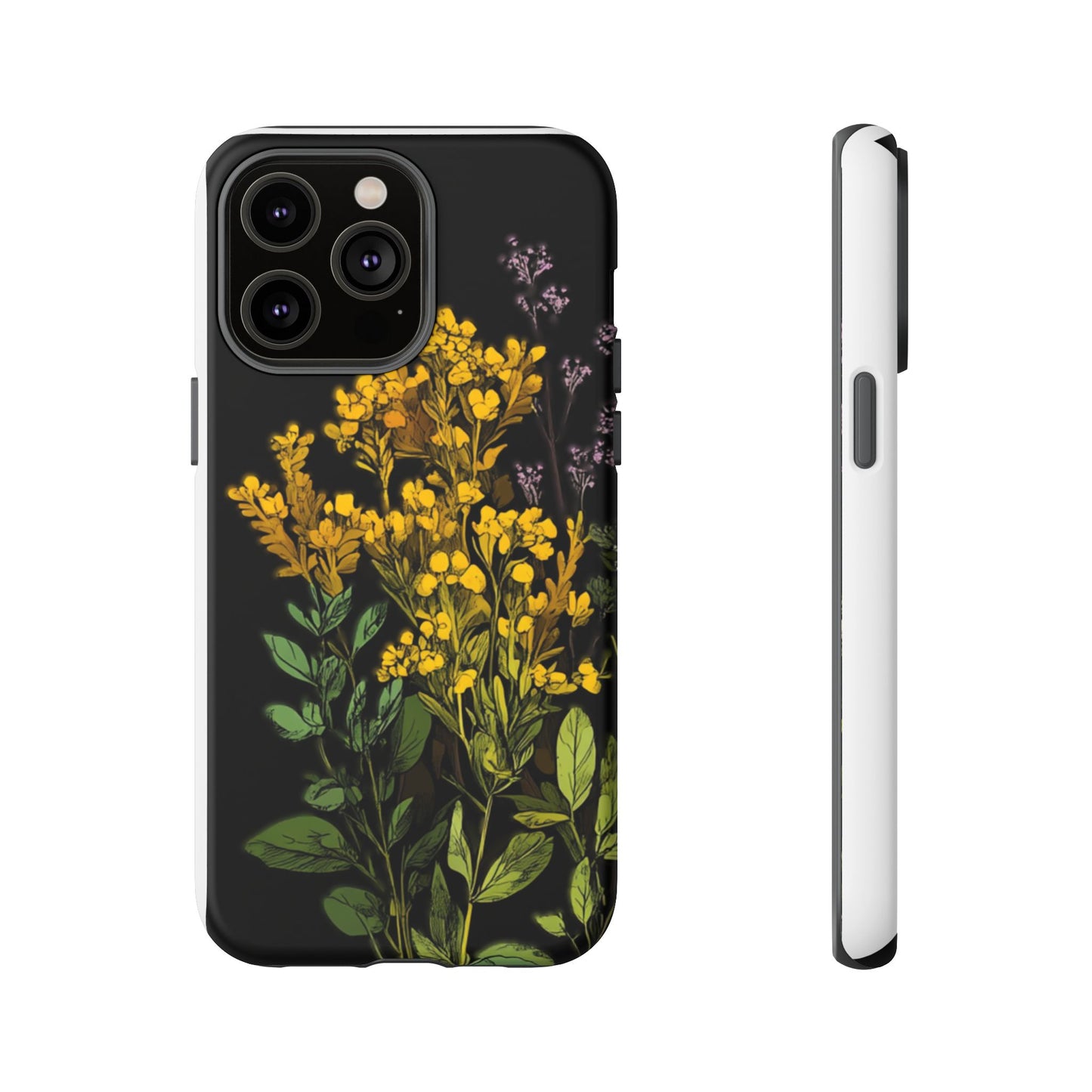 Floral Tough Phone Case - Elegant Yellow Botanical Design