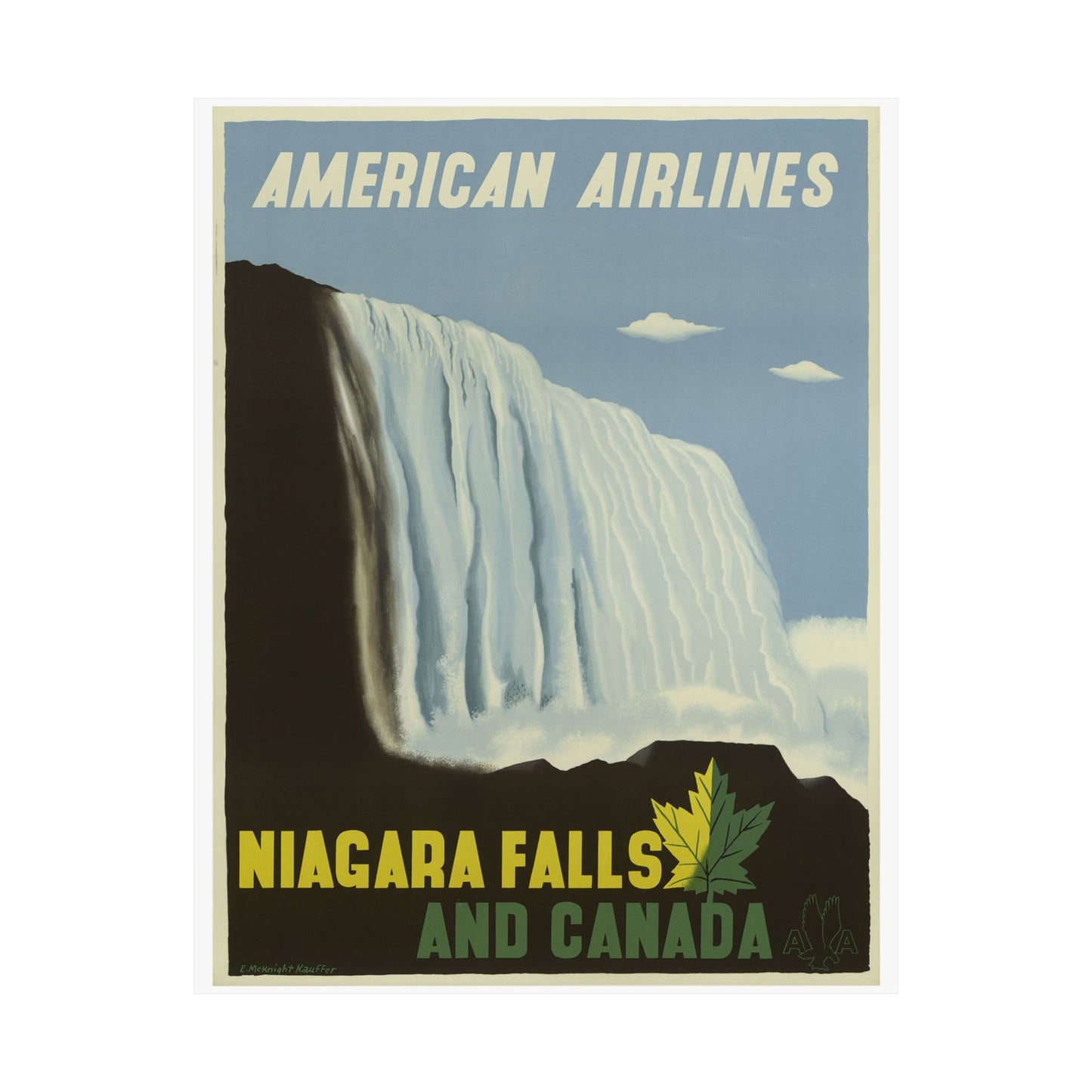 Vintage Niagara Falls Matte Poster - American Airlines Travel Art