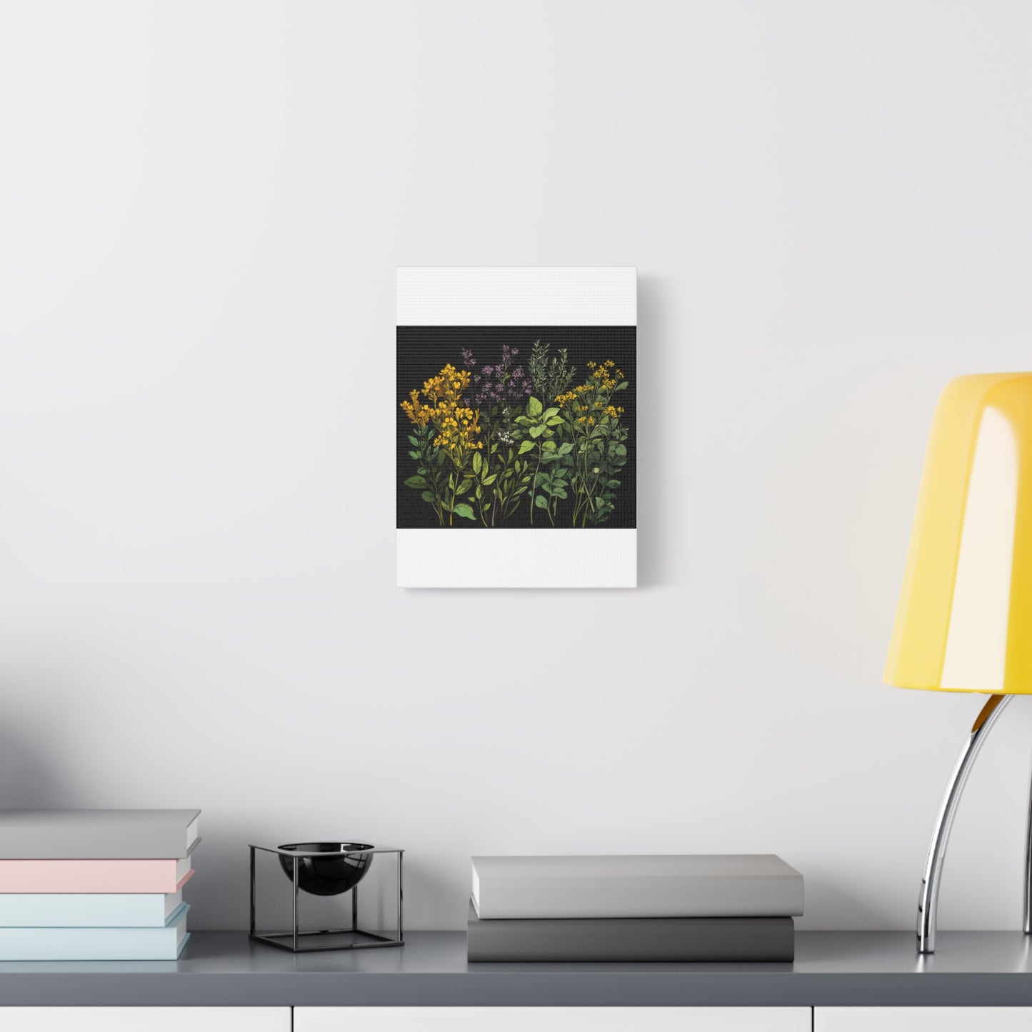 Botanical Wall Art - Matte Canvas Print of Colorful Herbs and Flowers