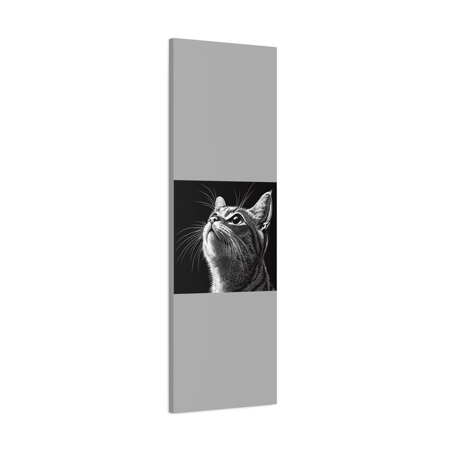 Portrait Cat Canvas Wall Art - Black and White Stretched Print