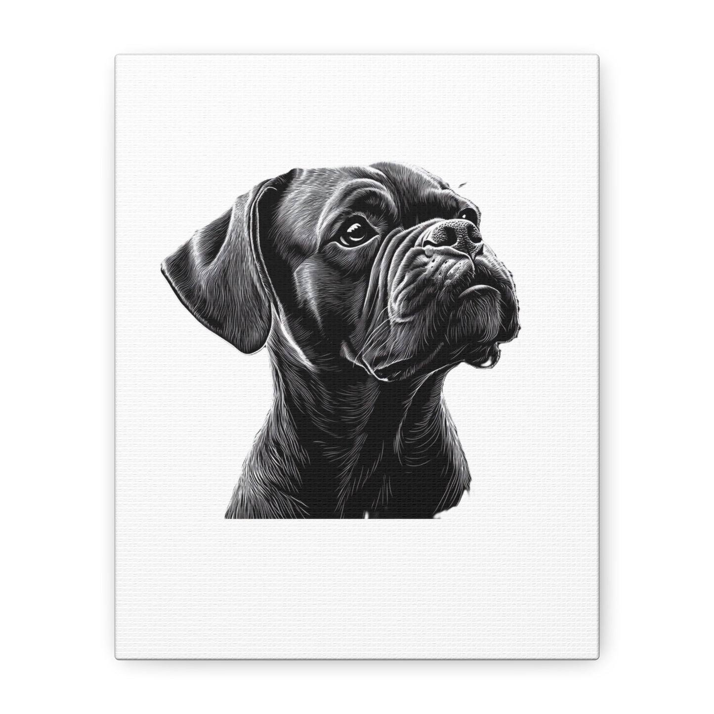 Canvas Wall Art - Black Boxer Dog Portrait - Pet Lover Home Decor