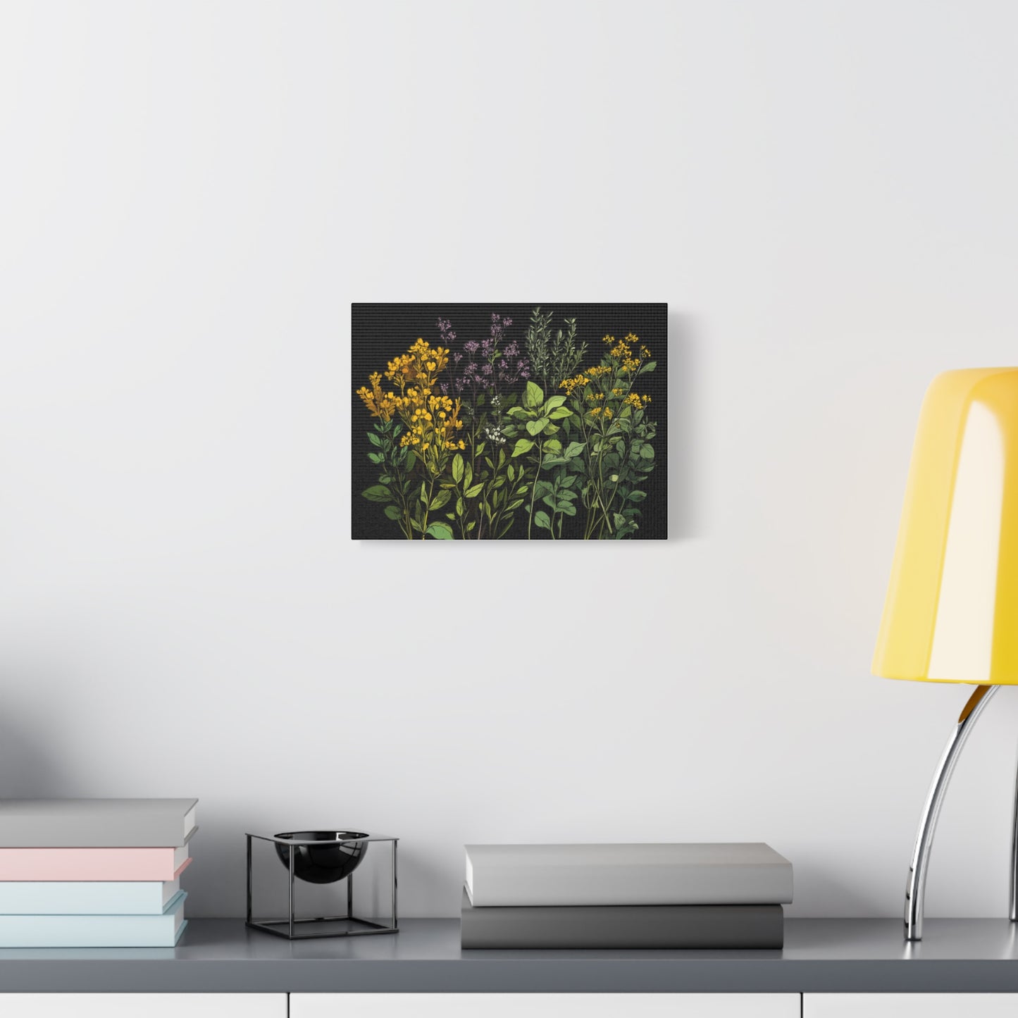 Botanical Wall Art - Matte Canvas Print of Colorful Herbs and Flowers