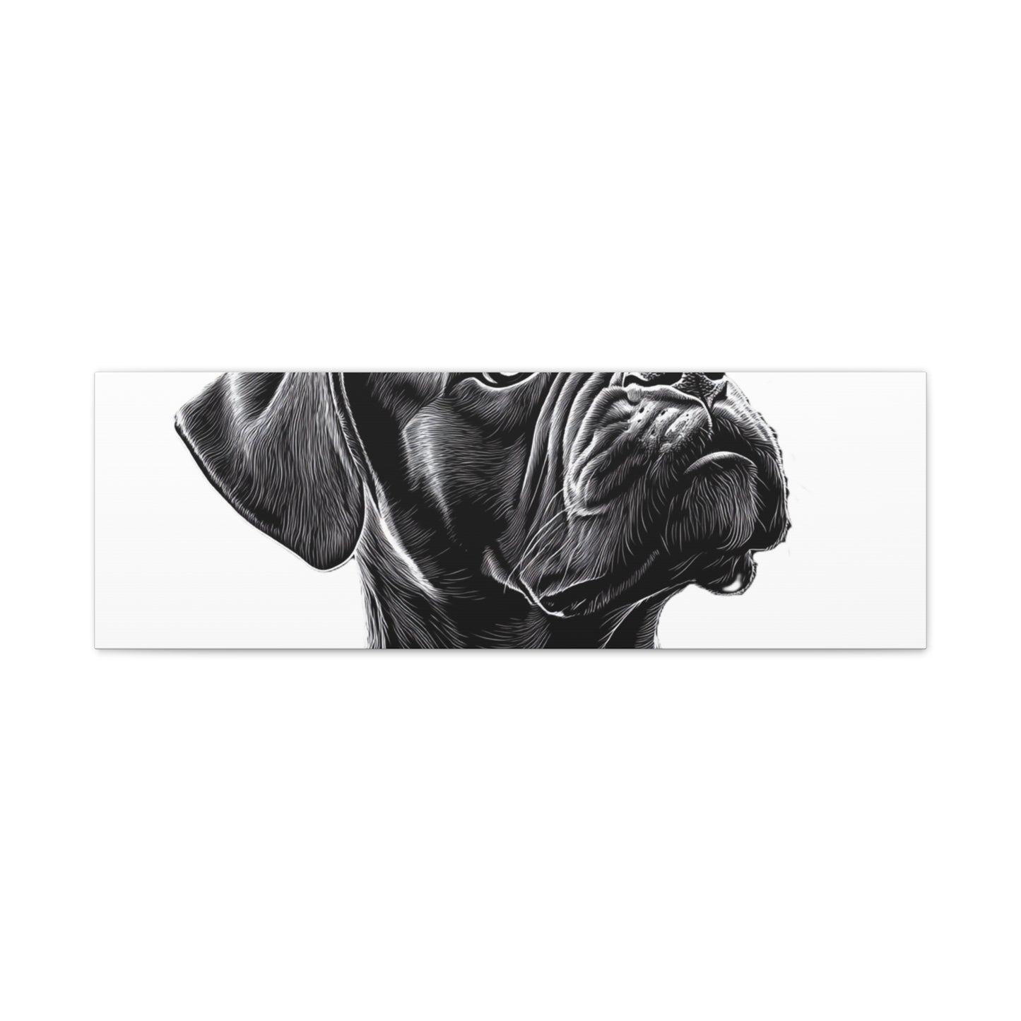 Canvas Wall Art - Black Boxer Dog Portrait - Pet Lover Home Decor