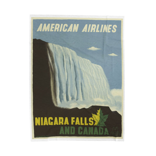 Niagara Falls Vintage Velveteen Plush Blanket - Cozy Throw for Travel Lovers
