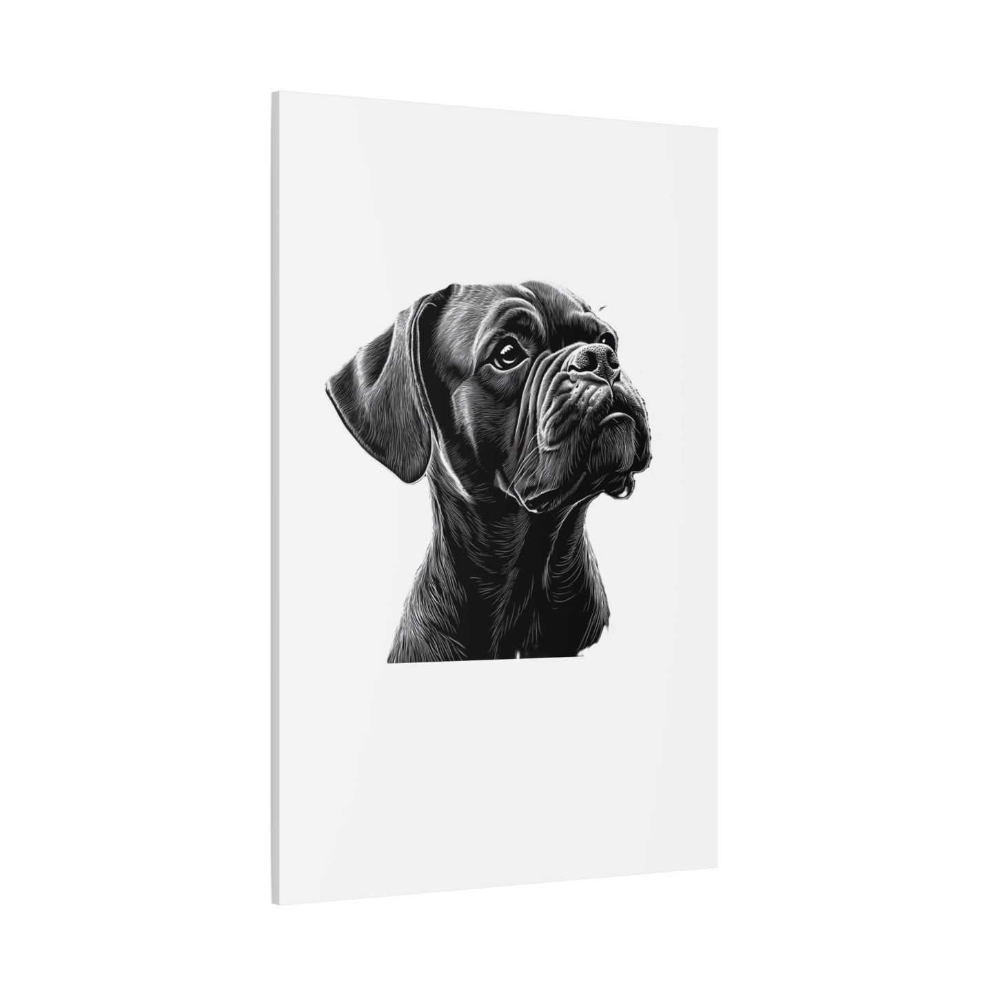 Canvas Wall Art - Black Boxer Dog Portrait - Pet Lover Home Decor