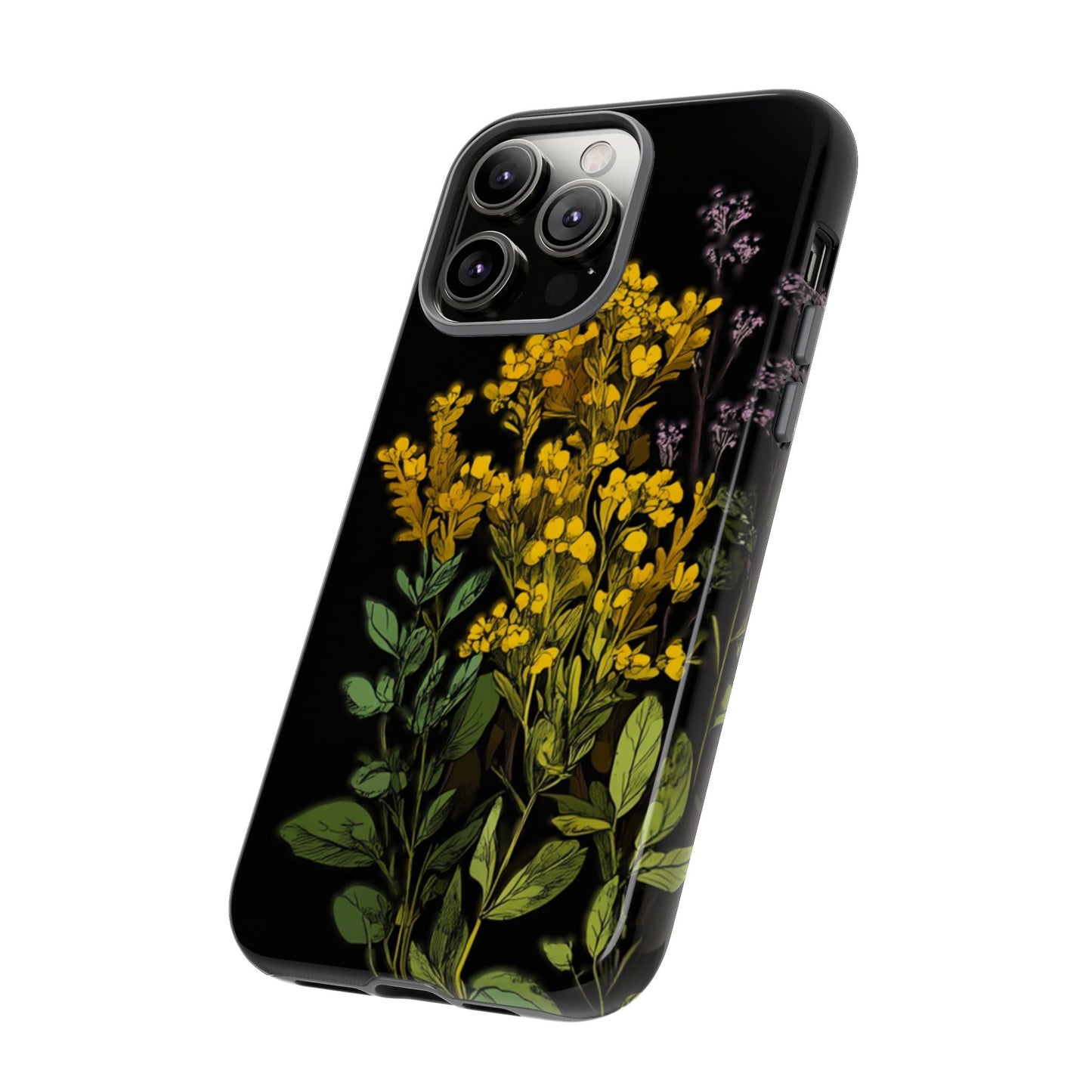 Floral Tough Phone Case - Elegant Yellow Botanical Design