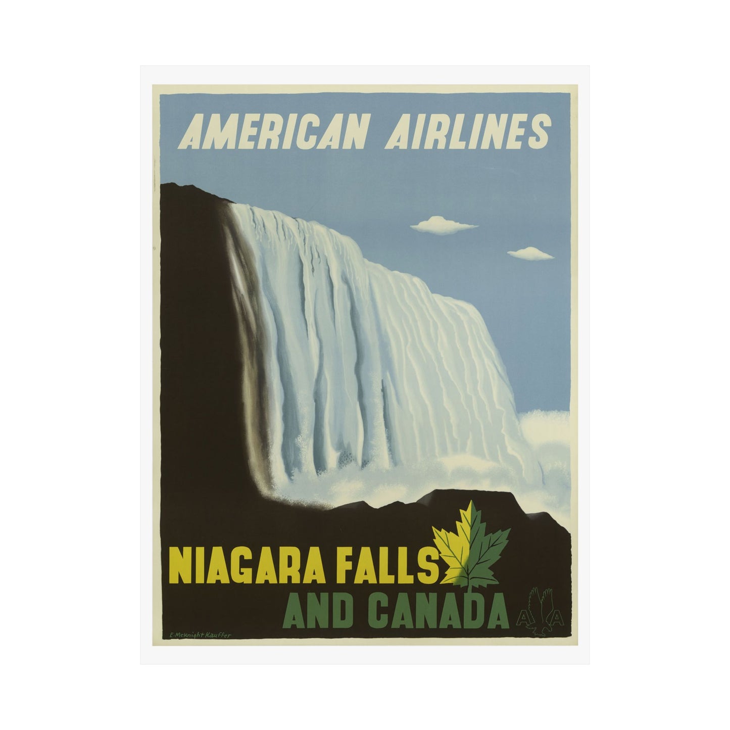 Vintage Niagara Falls Matte Poster - American Airlines Travel Art