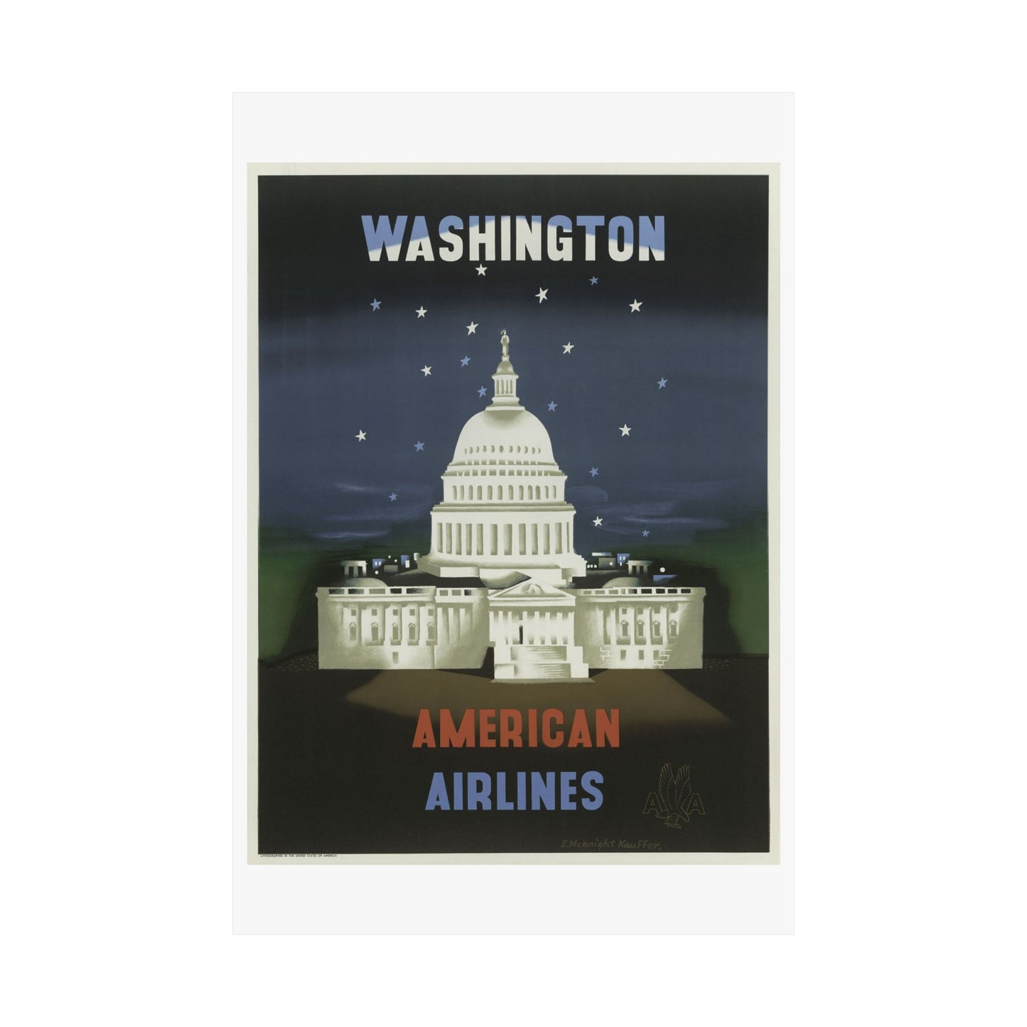 Vintage Washington D.C. Travel Poster - Matte Vertical Print