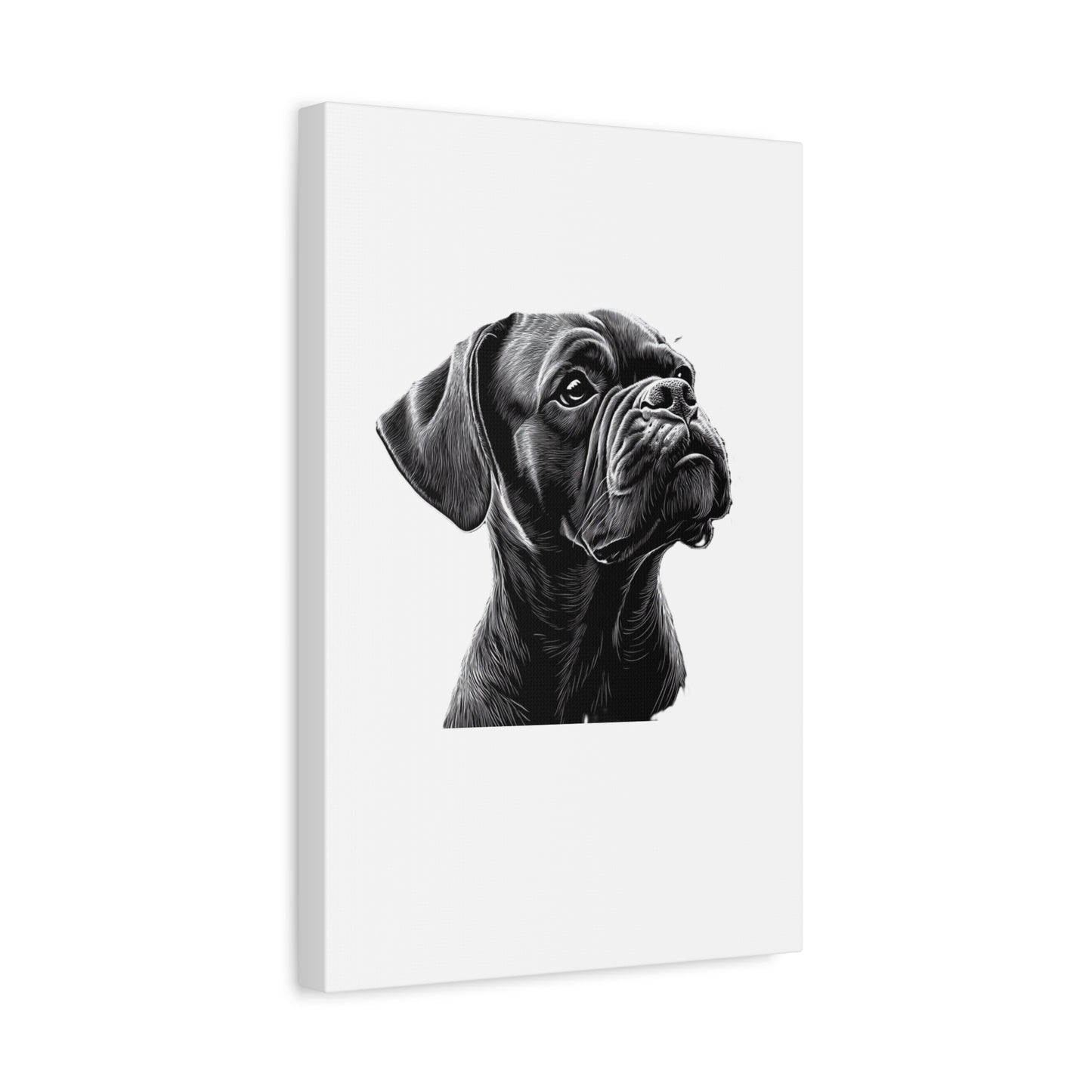 Canvas Wall Art - Black Boxer Dog Portrait - Pet Lover Home Decor