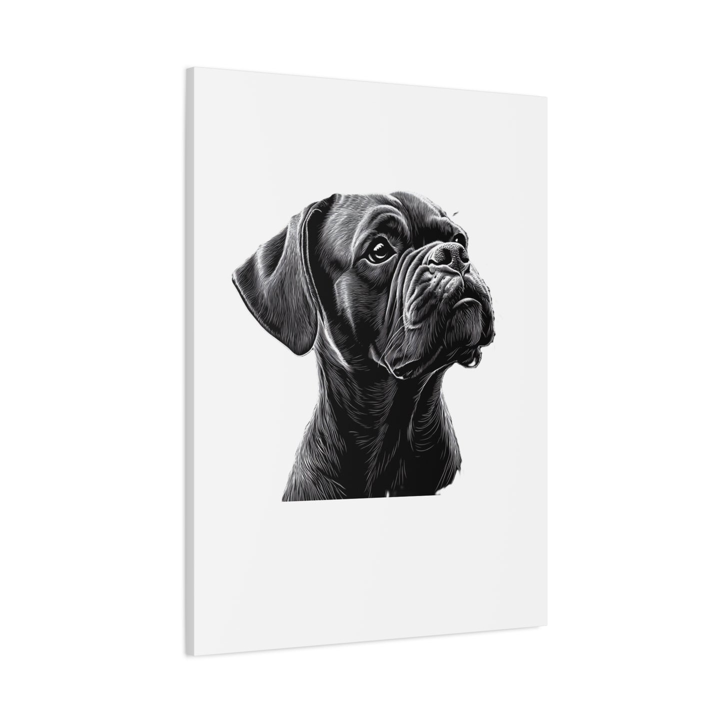 Canvas Wall Art - Black Boxer Dog Portrait - Pet Lover Home Decor